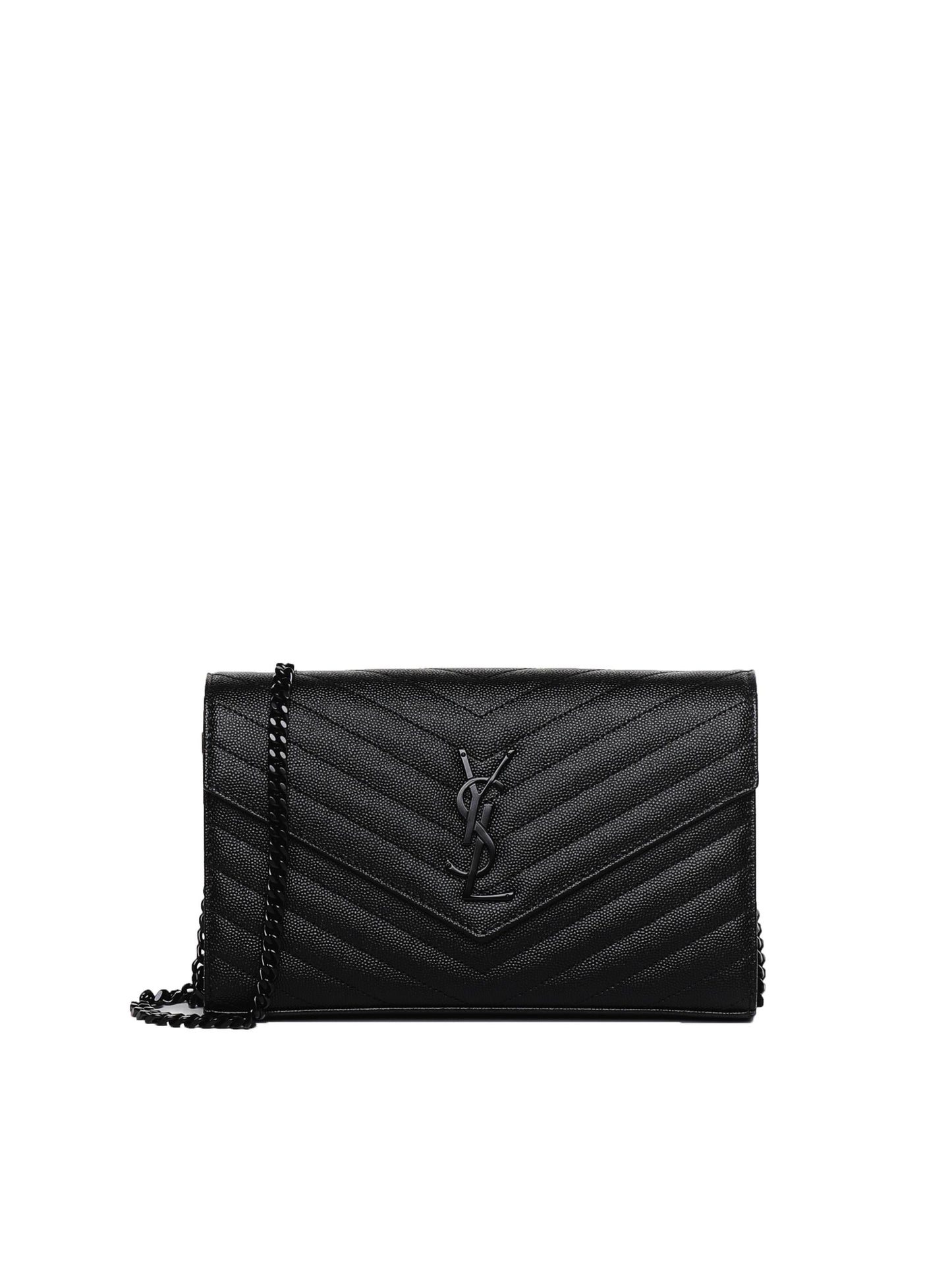 Pochette con catena Cassandre in pelle grain de poudre