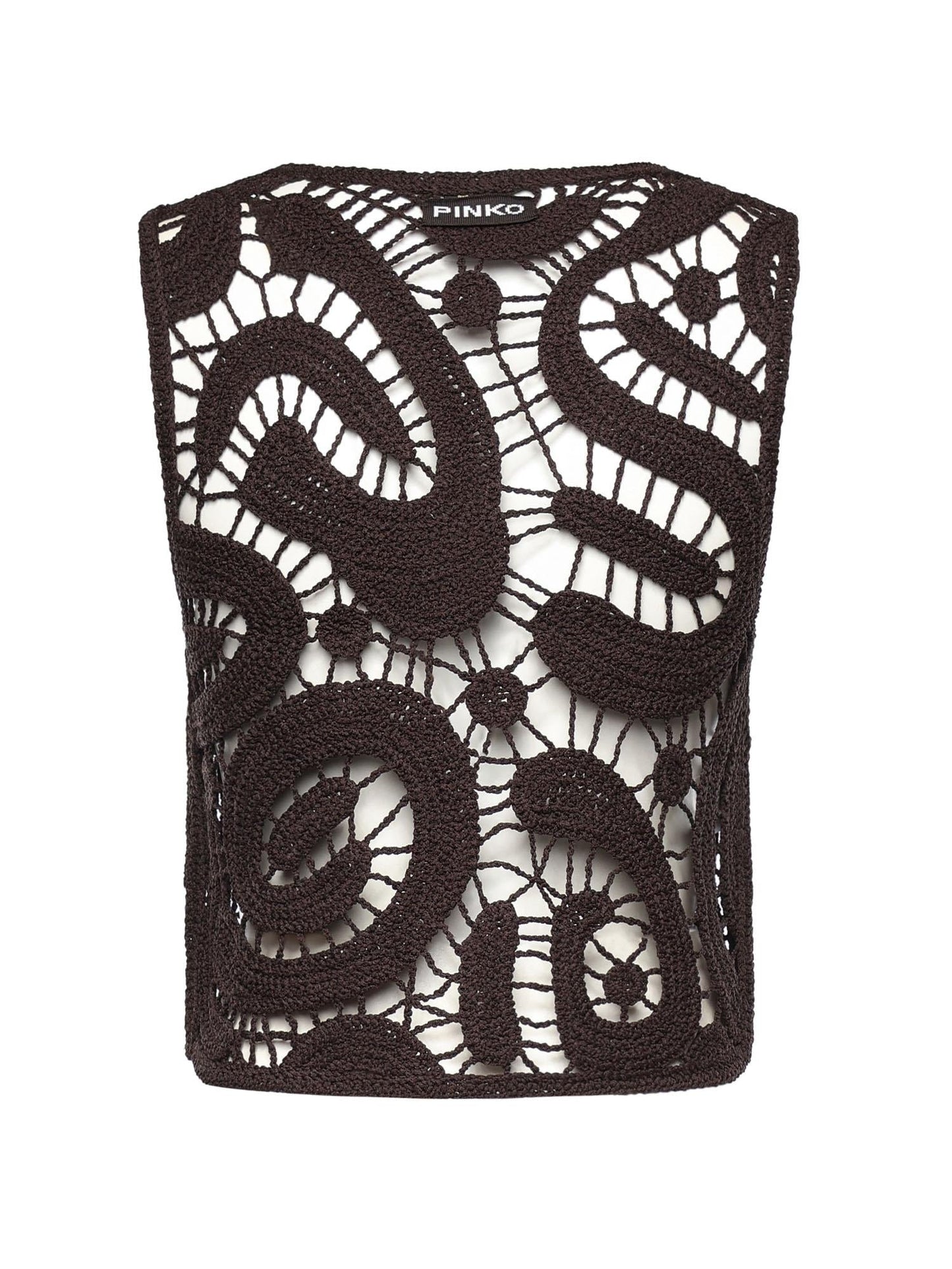 Top smanicato crochet geometrico