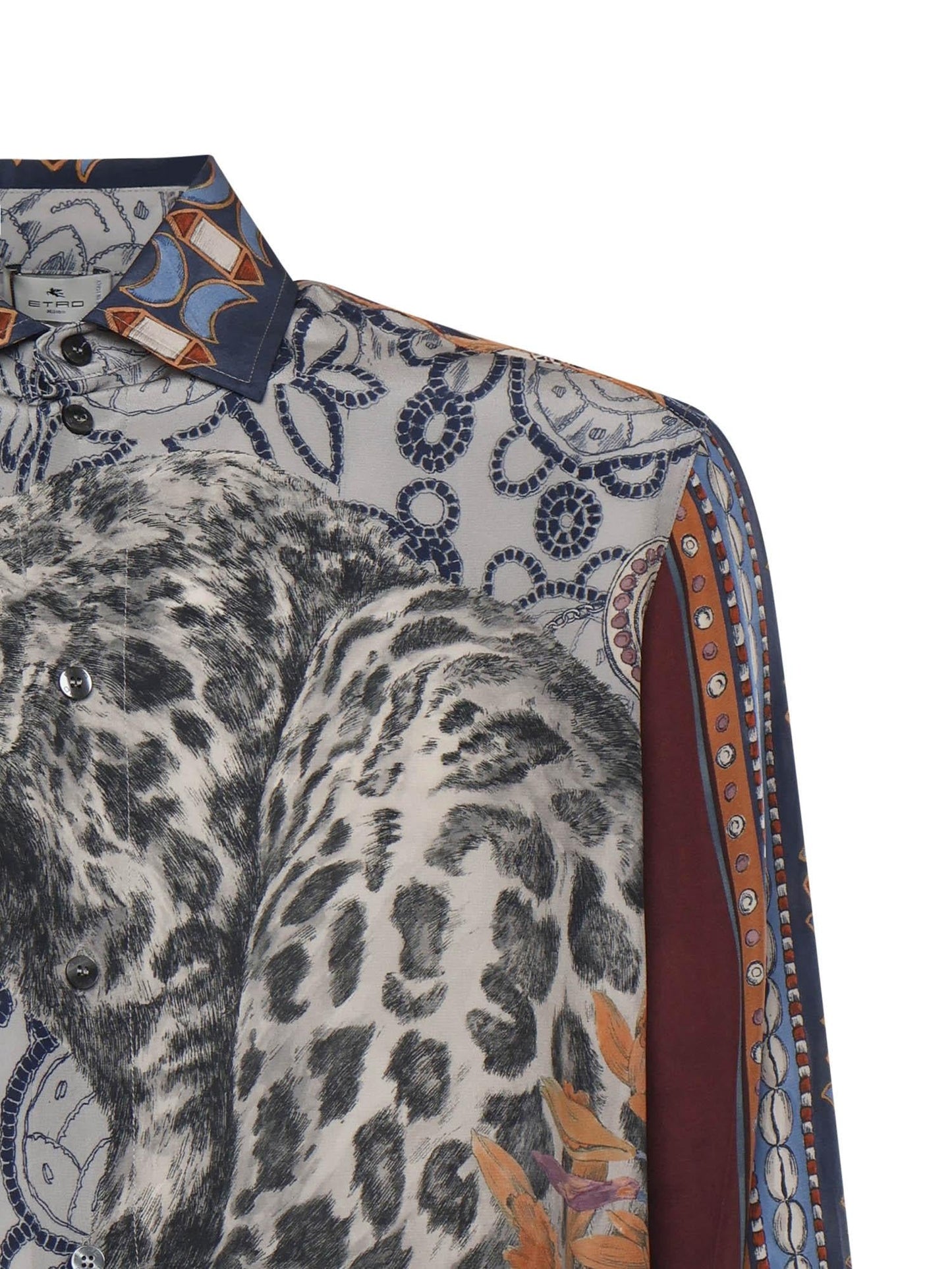 Camicia in seta con stampa piazzata leopardo