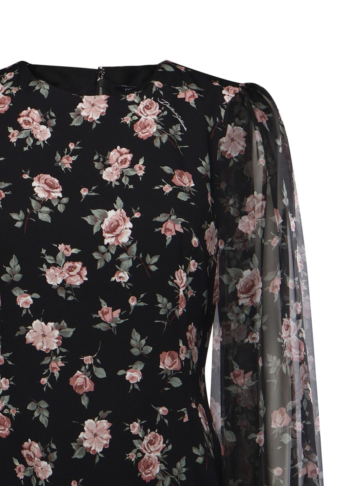 Abito in charmeuse stampa Rose vintage