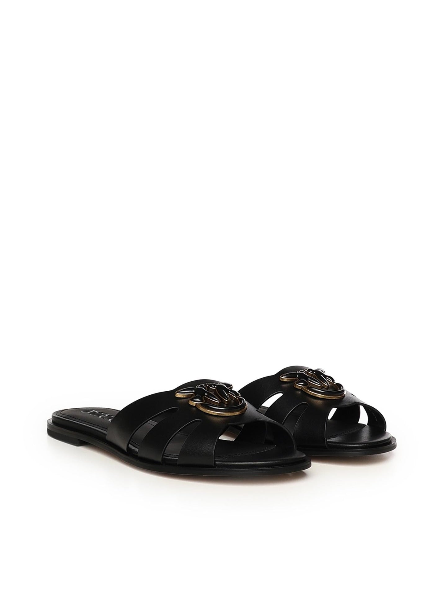Slipper in pelle con logo