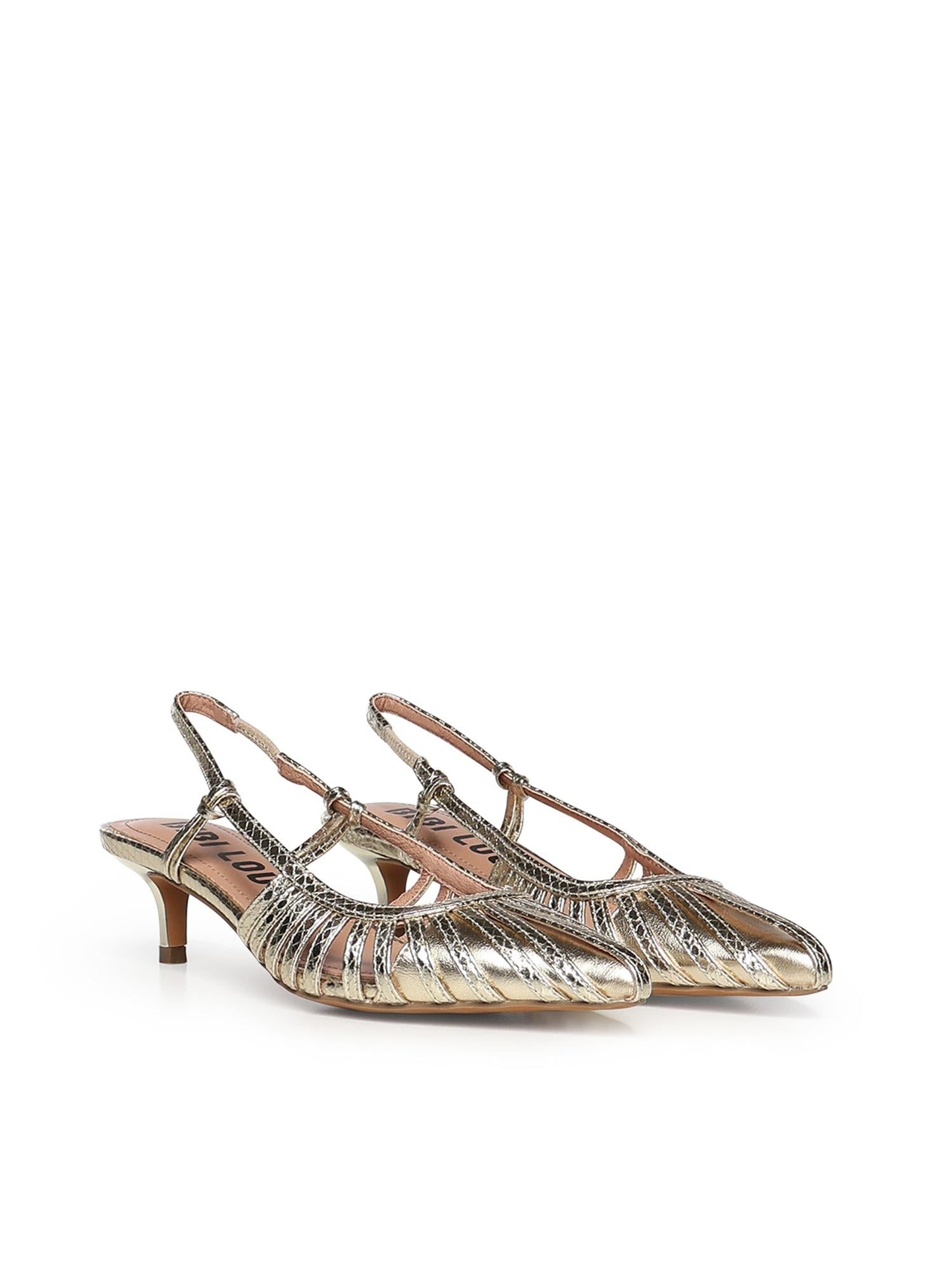Pumps slingback in pelle metalizzata
