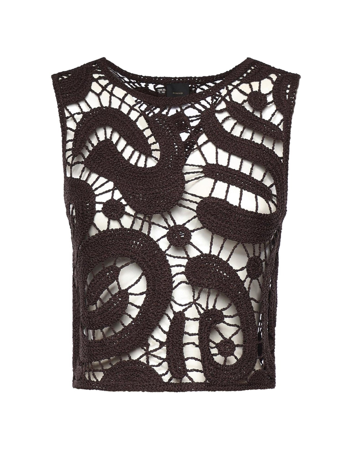 Top smanicato crochet geometrico