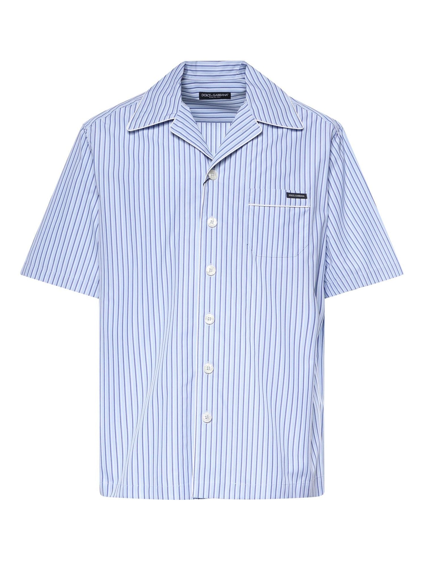 Camicia hawaii in popeline rigato