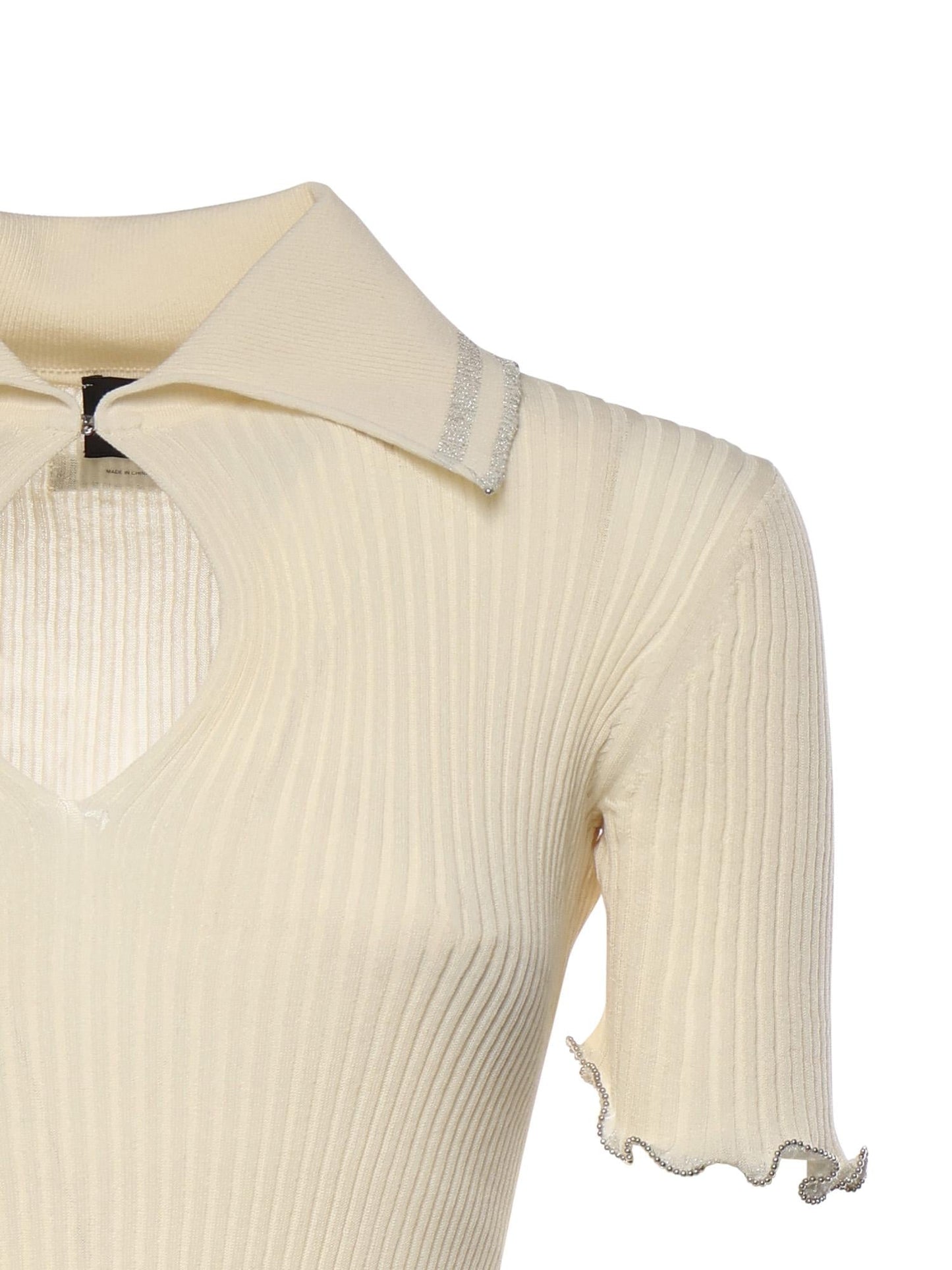 Maglia a costine con bordi gioiello