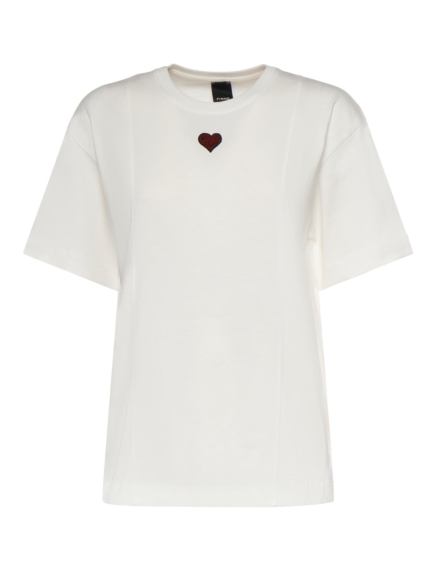 T-shirt con ricamo cuore in cotone