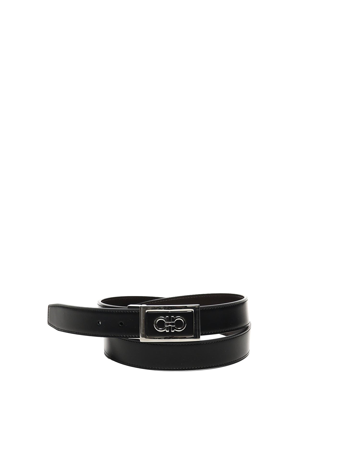 Cintura reversibile Gancini in pelle di vitello