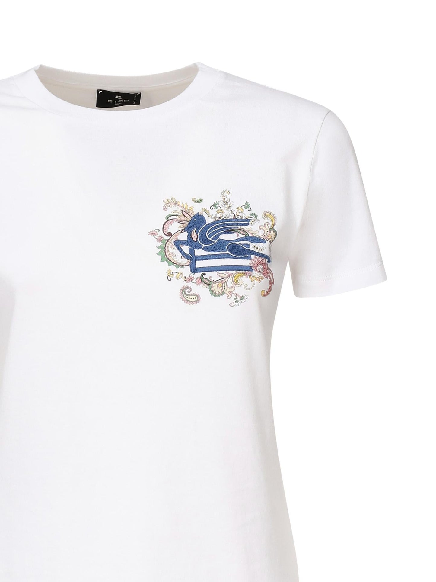 T-shirt con ricamo e stampa