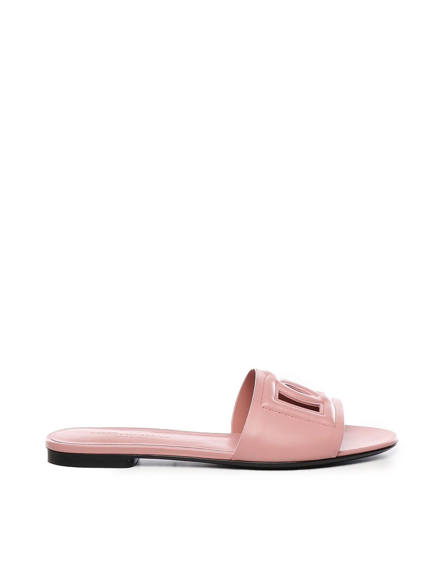 Slide in pelle di vitello e logo