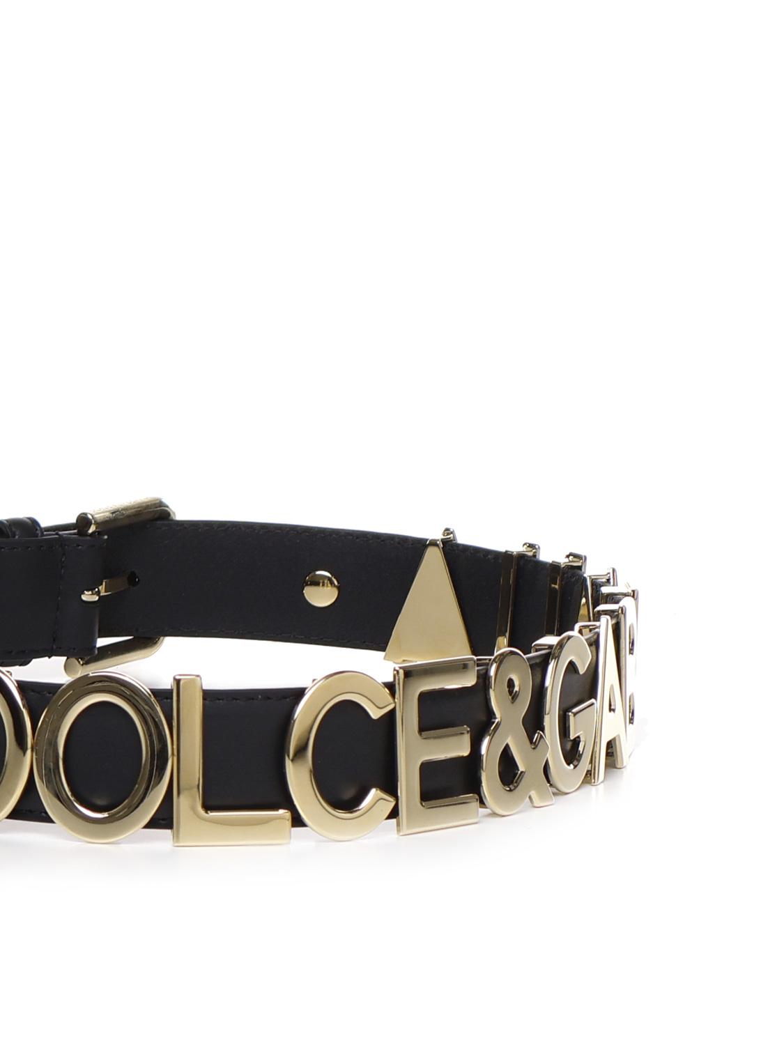 Cintura in pelle di vitello con lettering