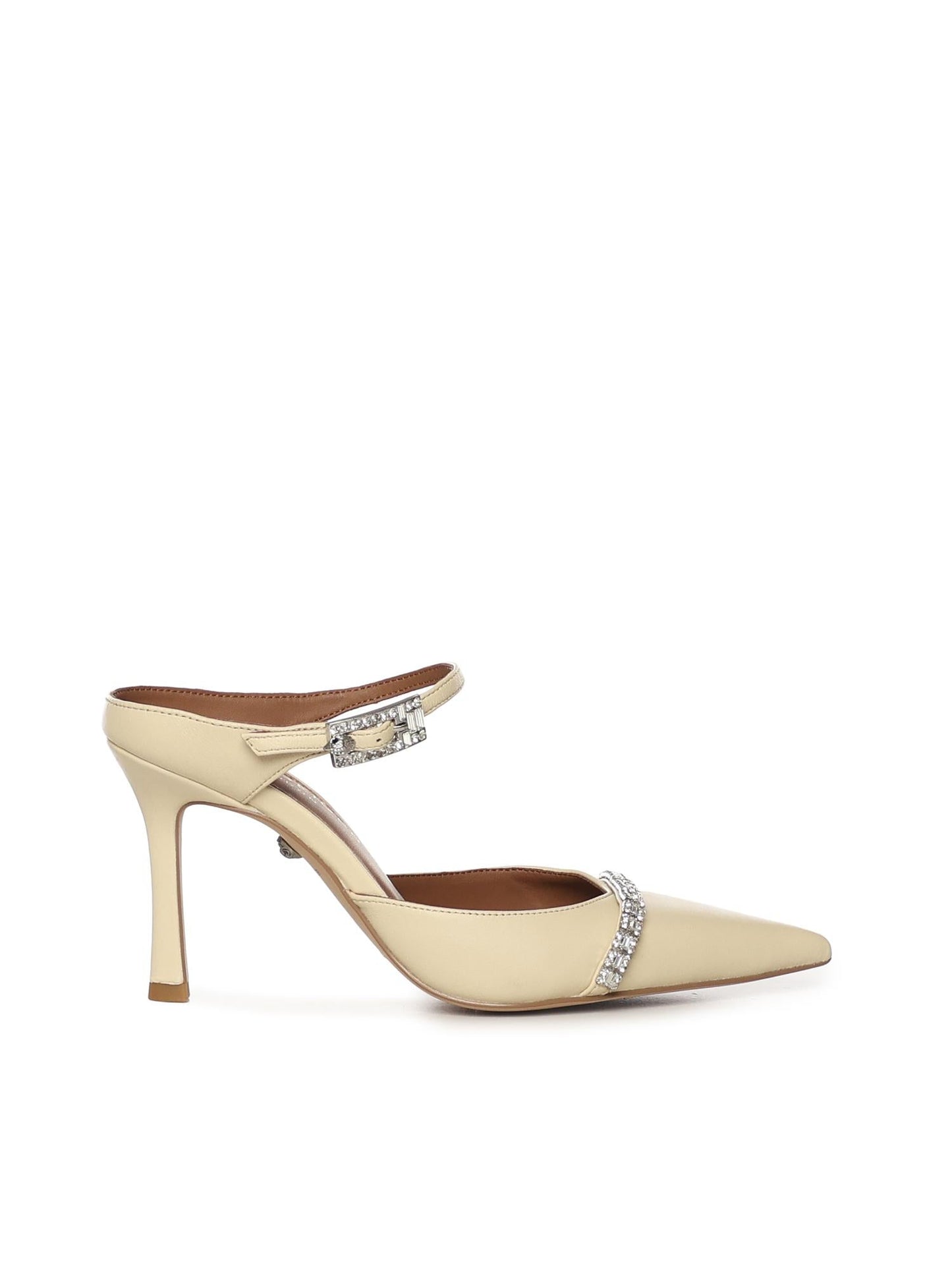 Mule in pelle con cristalli