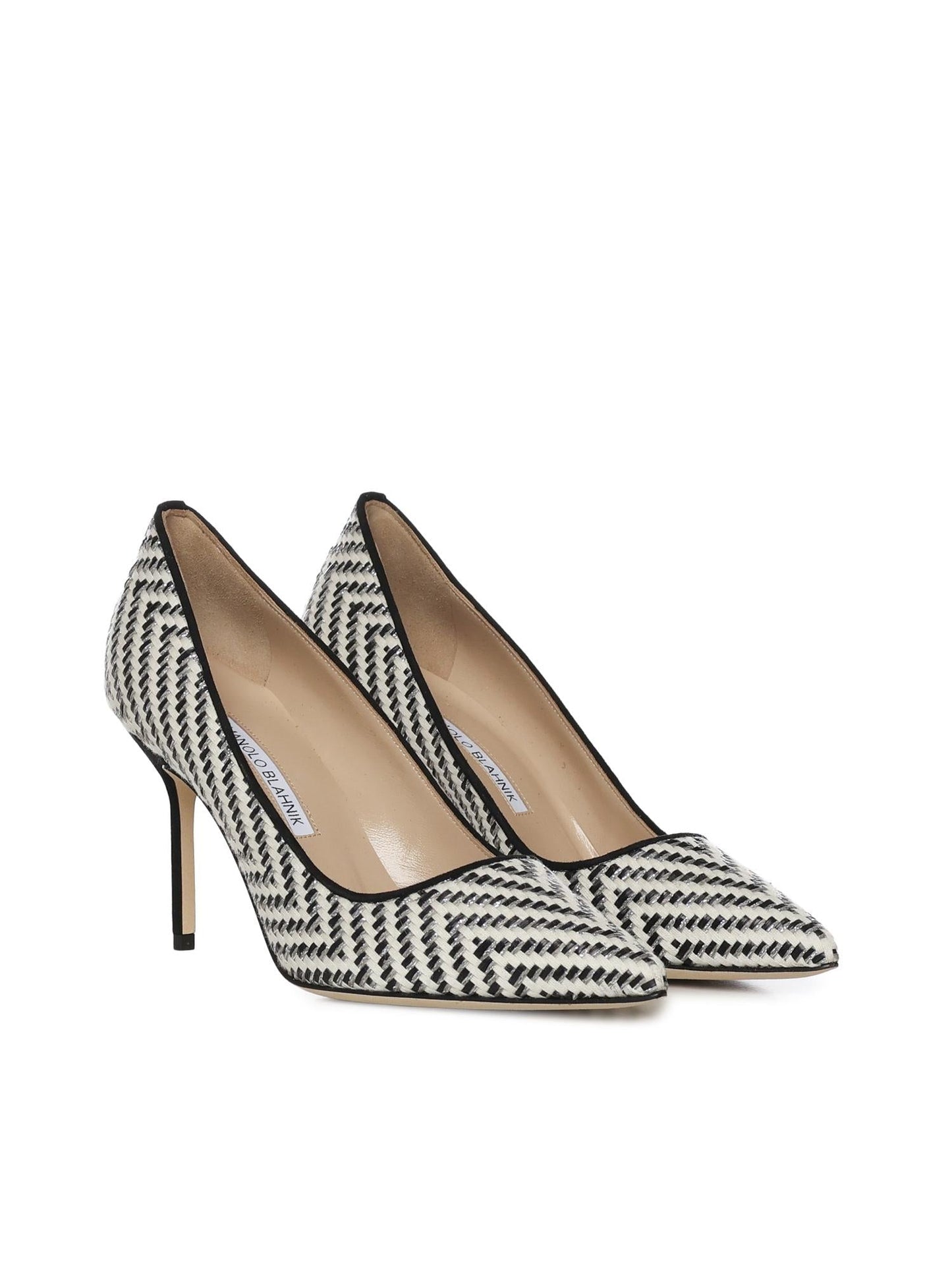 Pumps in rafia e pelle