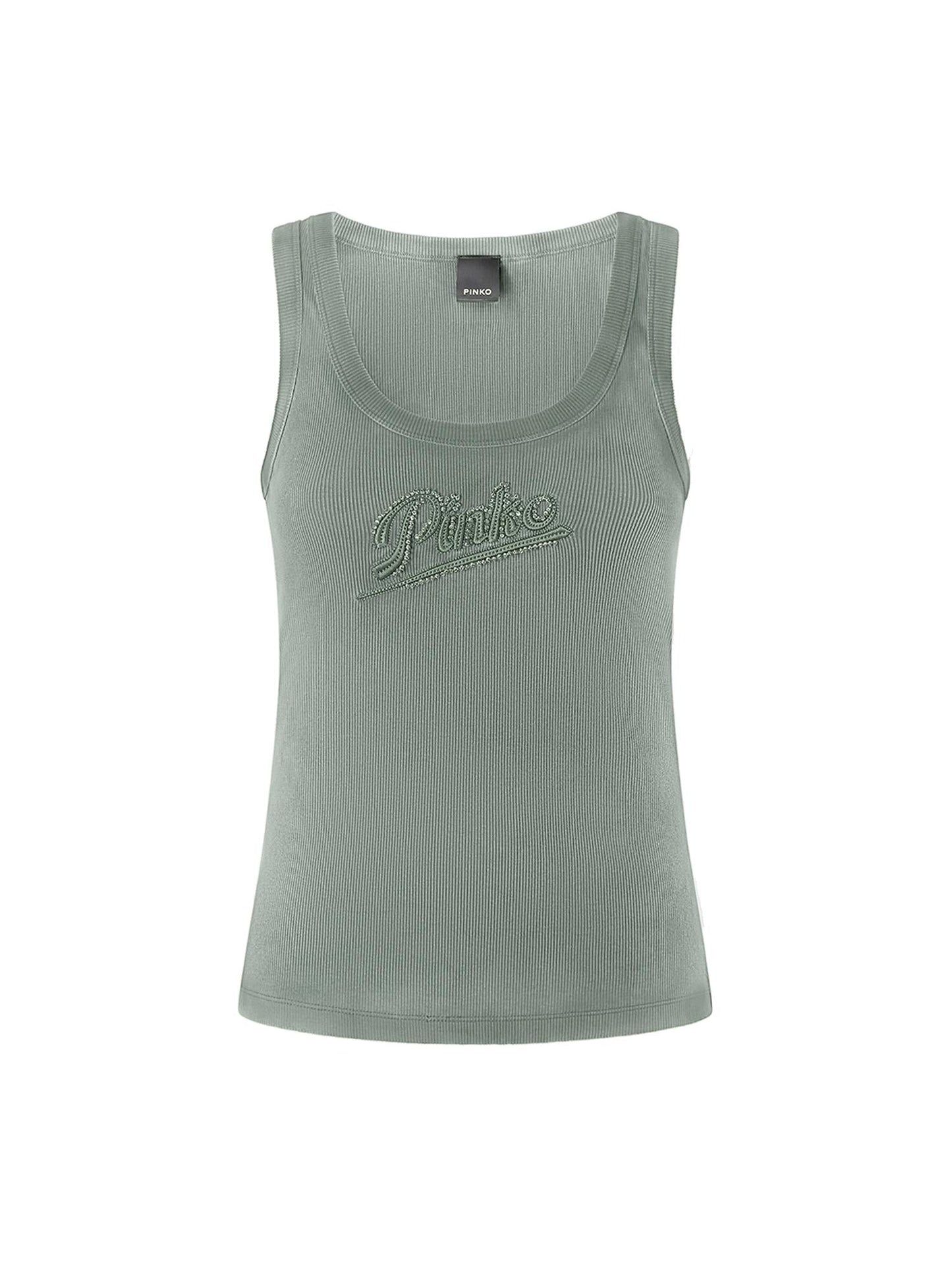 Tank top con ricamo e strass