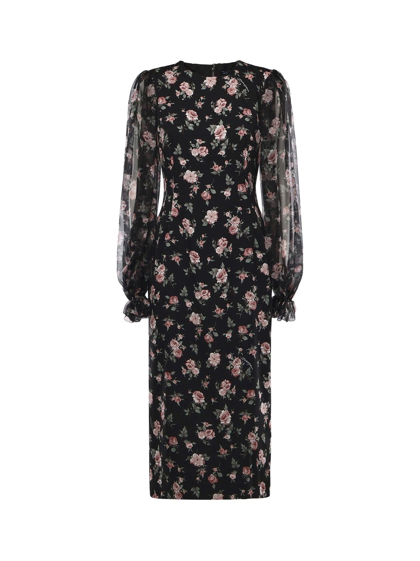Abito in charmeuse stampa Rose vintage