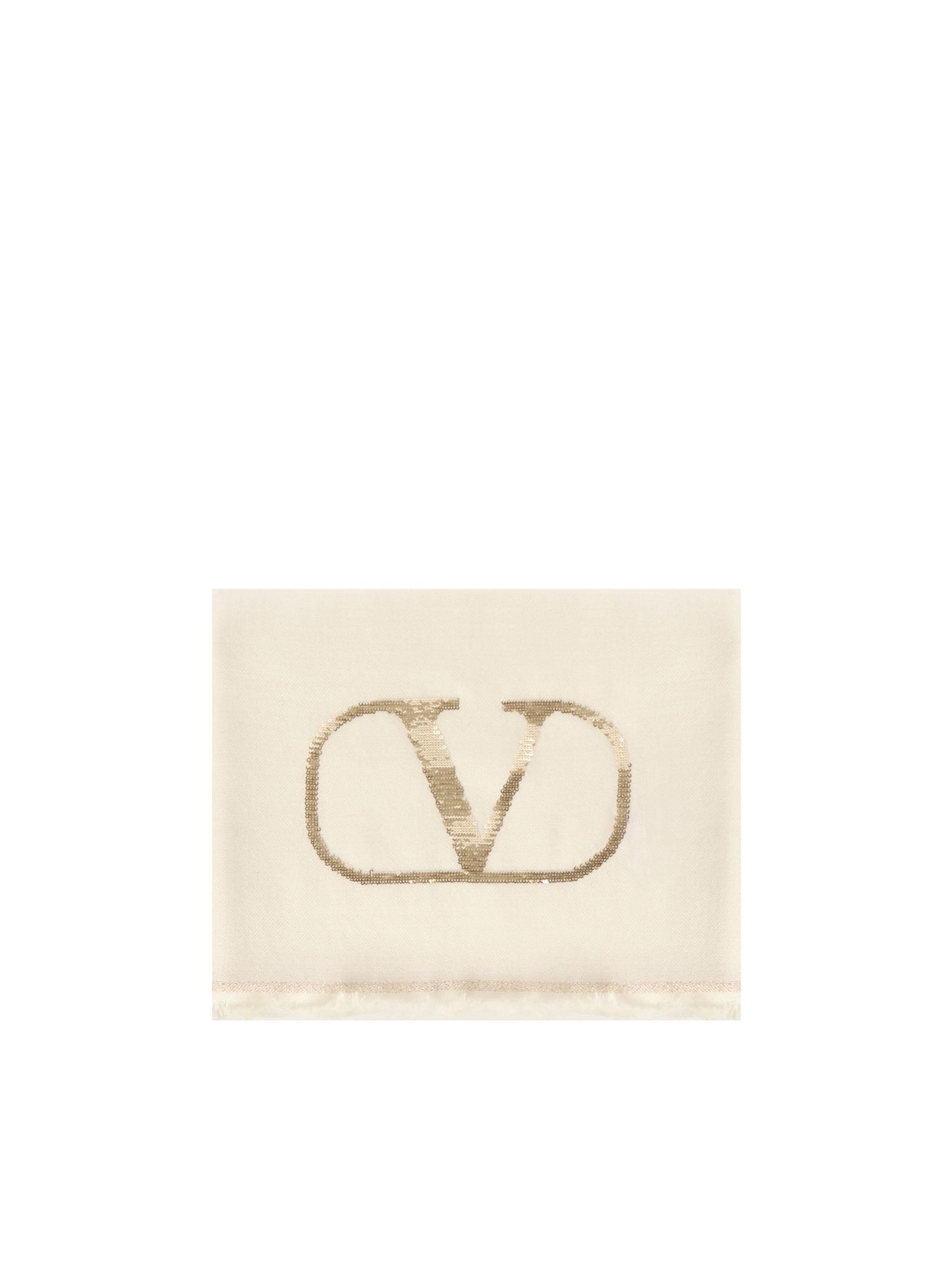 Scialle VLogo Signature in cashmere e seta con logo in lurex