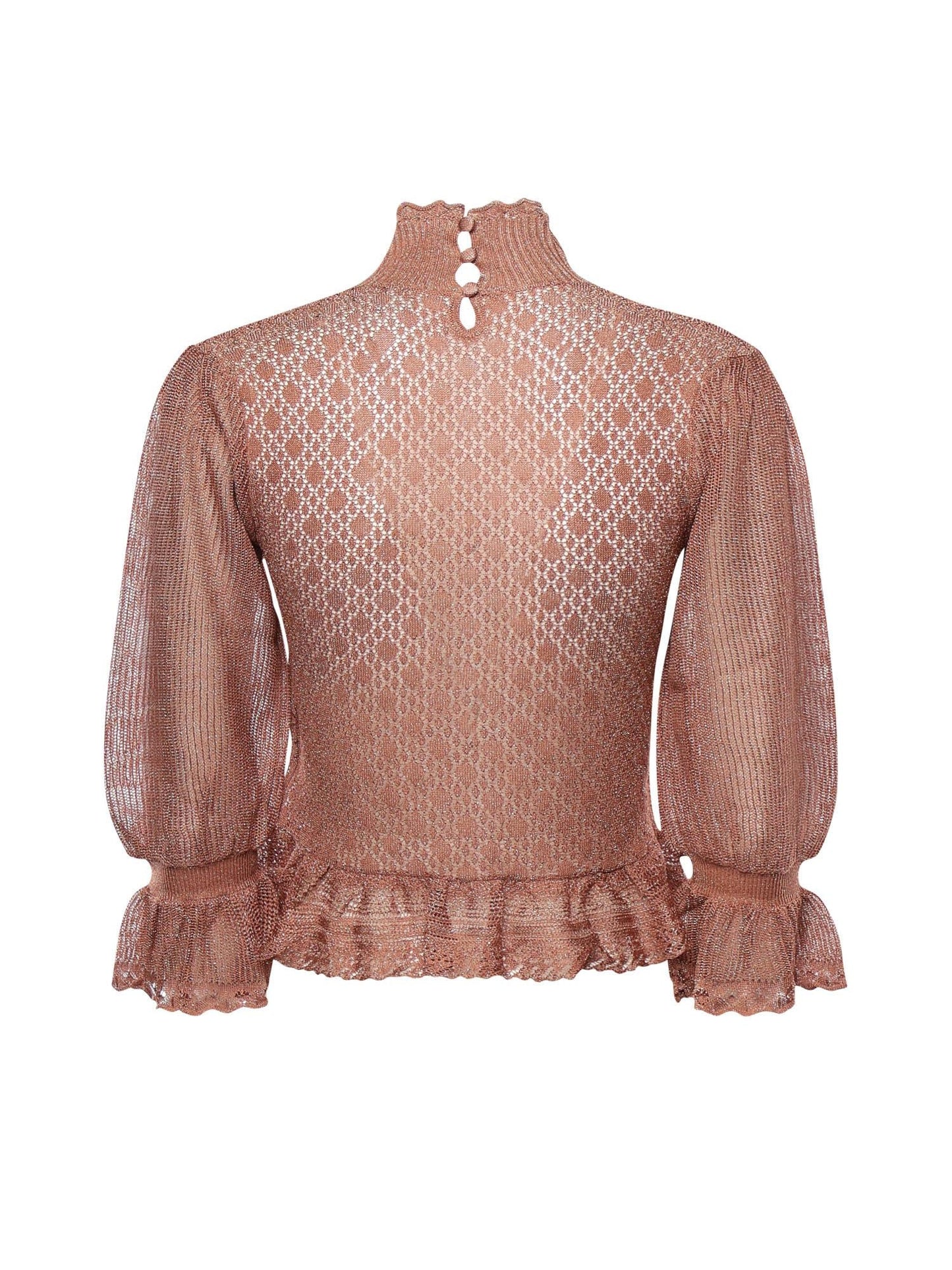 Pullover con volant in maglia di lurex