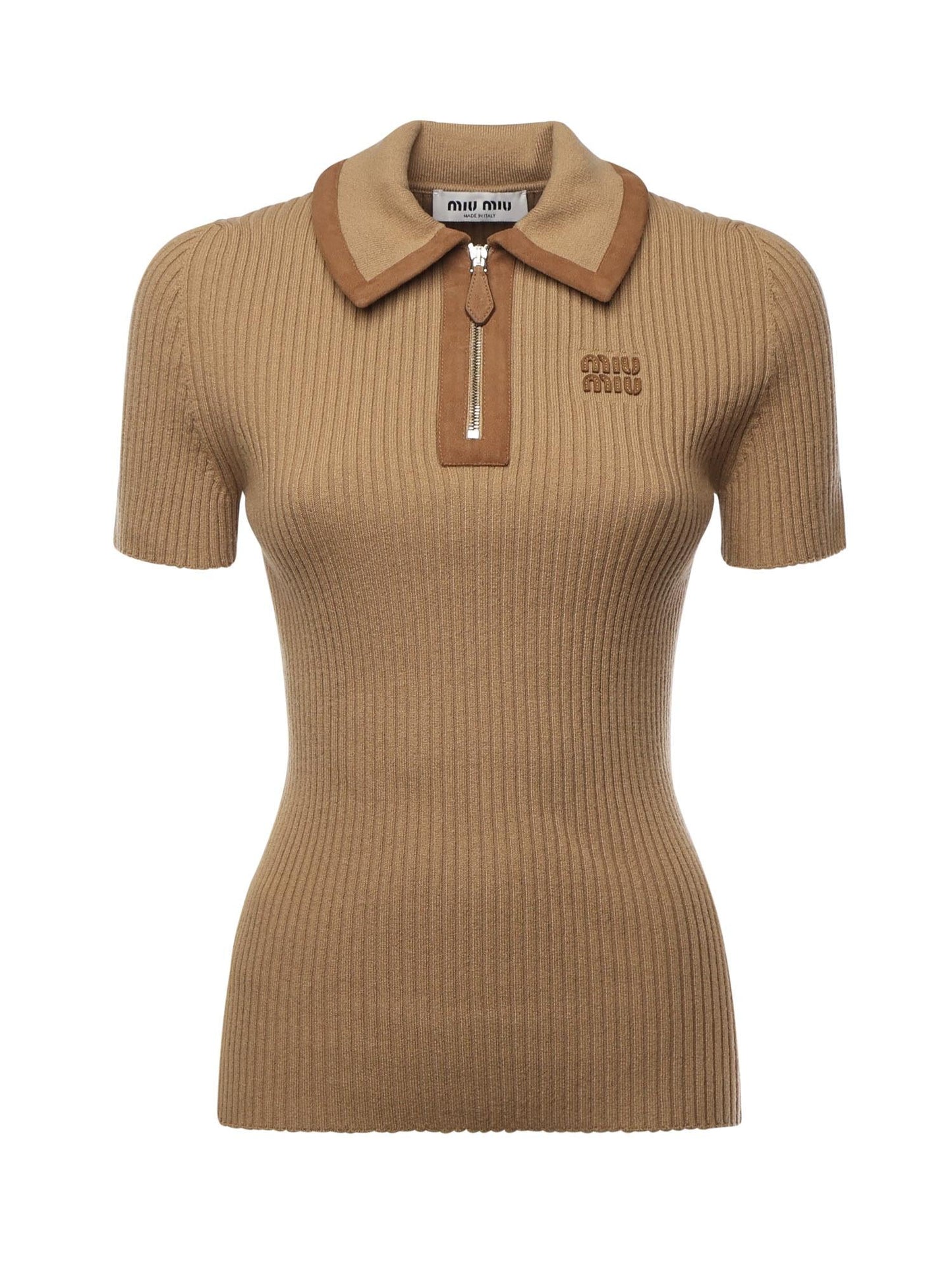 Polo in cashmere a coste