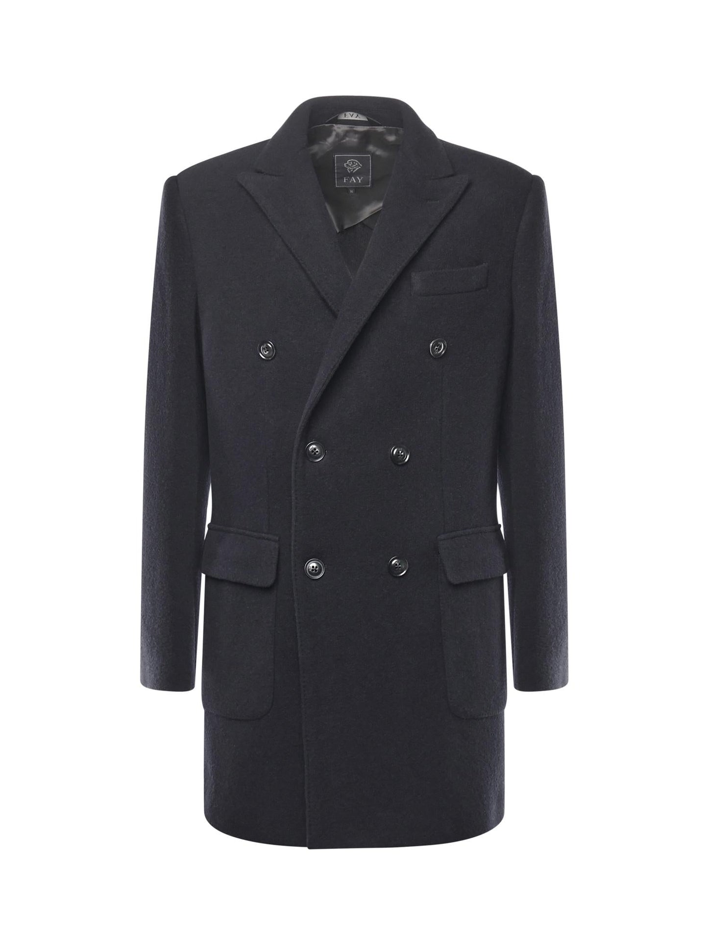 Cappotto doppiopetto in jersey di lana