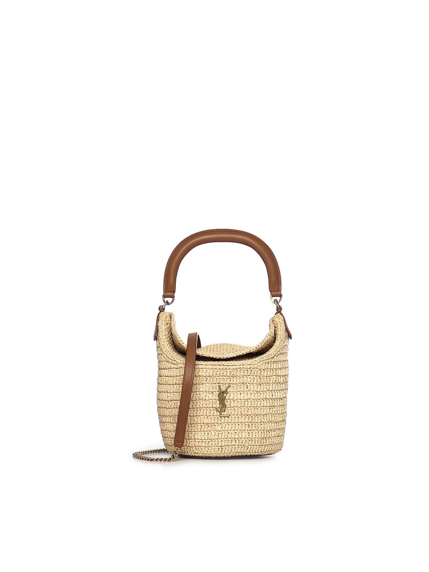 Secchiello Gaby in rafia con pelle