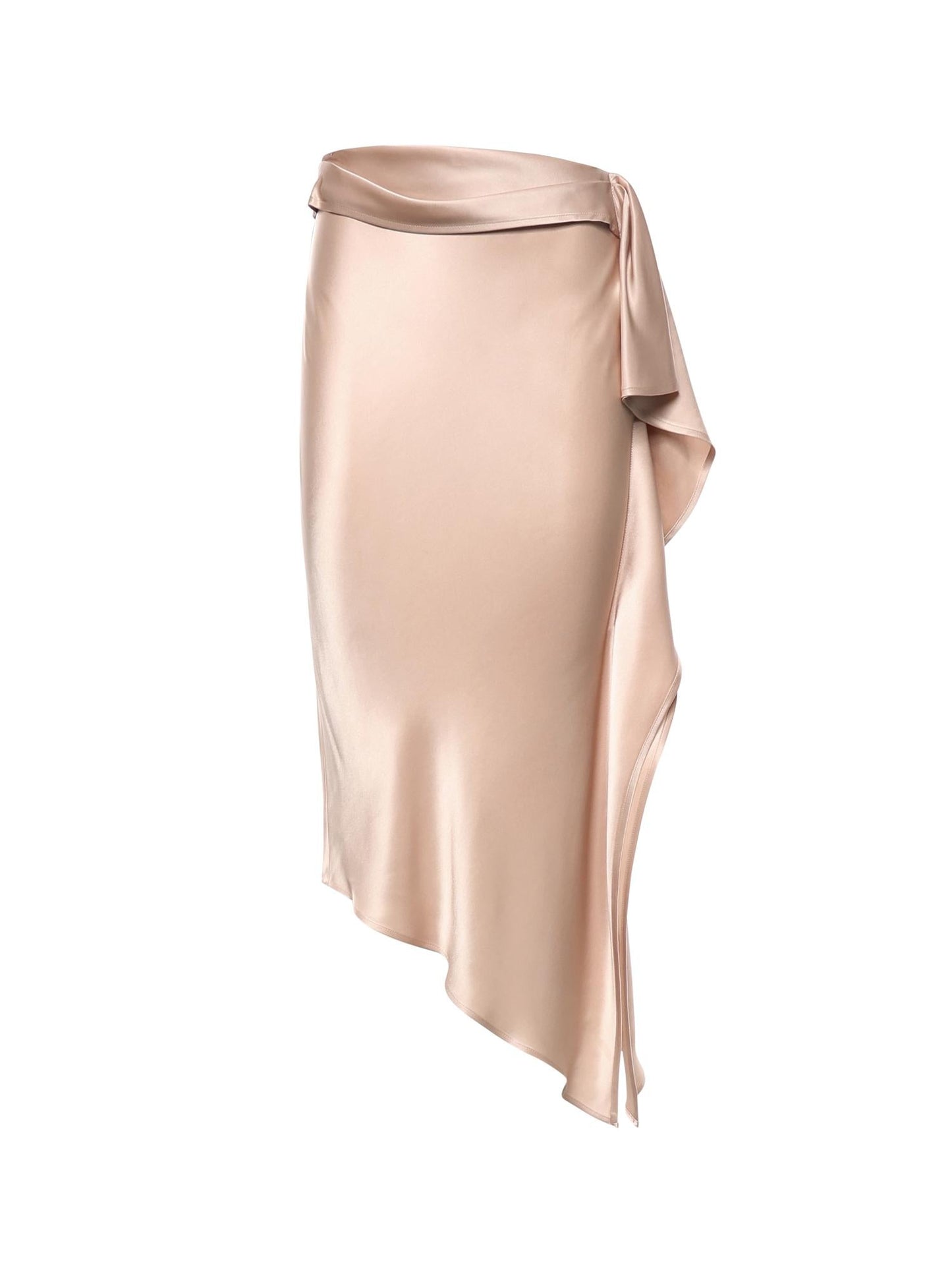 Gonna longuette asimmetrica in satin