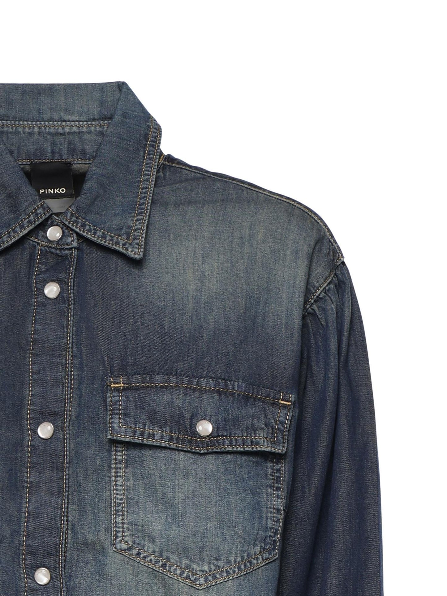 Camicia in denim con maniche a palloncino