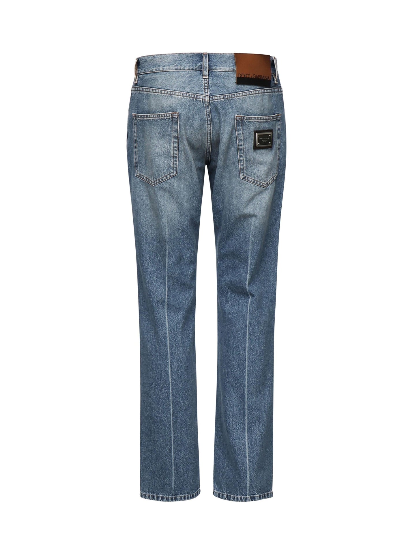 Jeans modello Classic cinque tasche in cotone con abrasioni