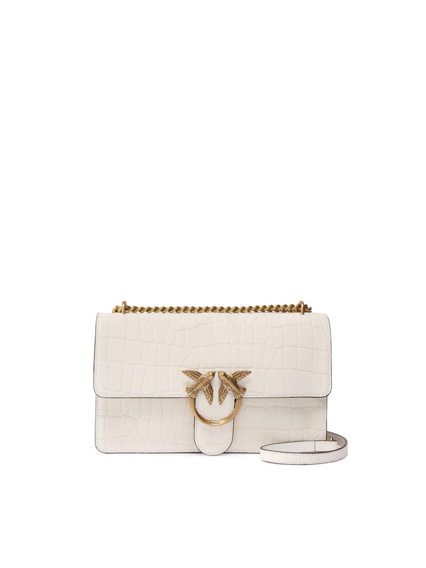 Borsa a tracolla media Love Bag One in pelle stampa coccodrillo