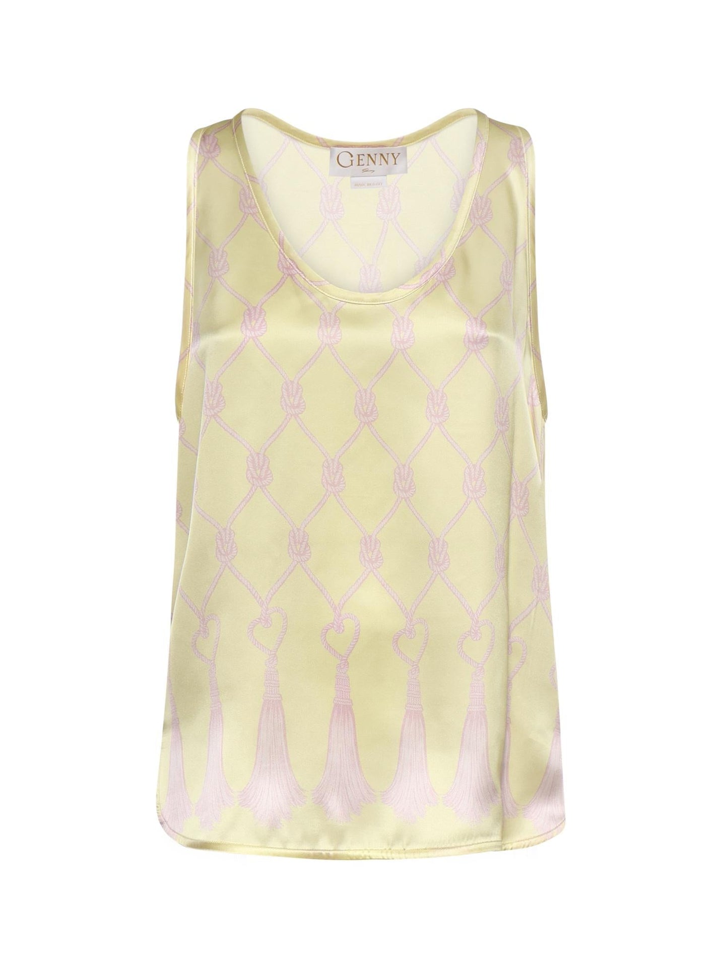 Top in seta con stampa nappine
