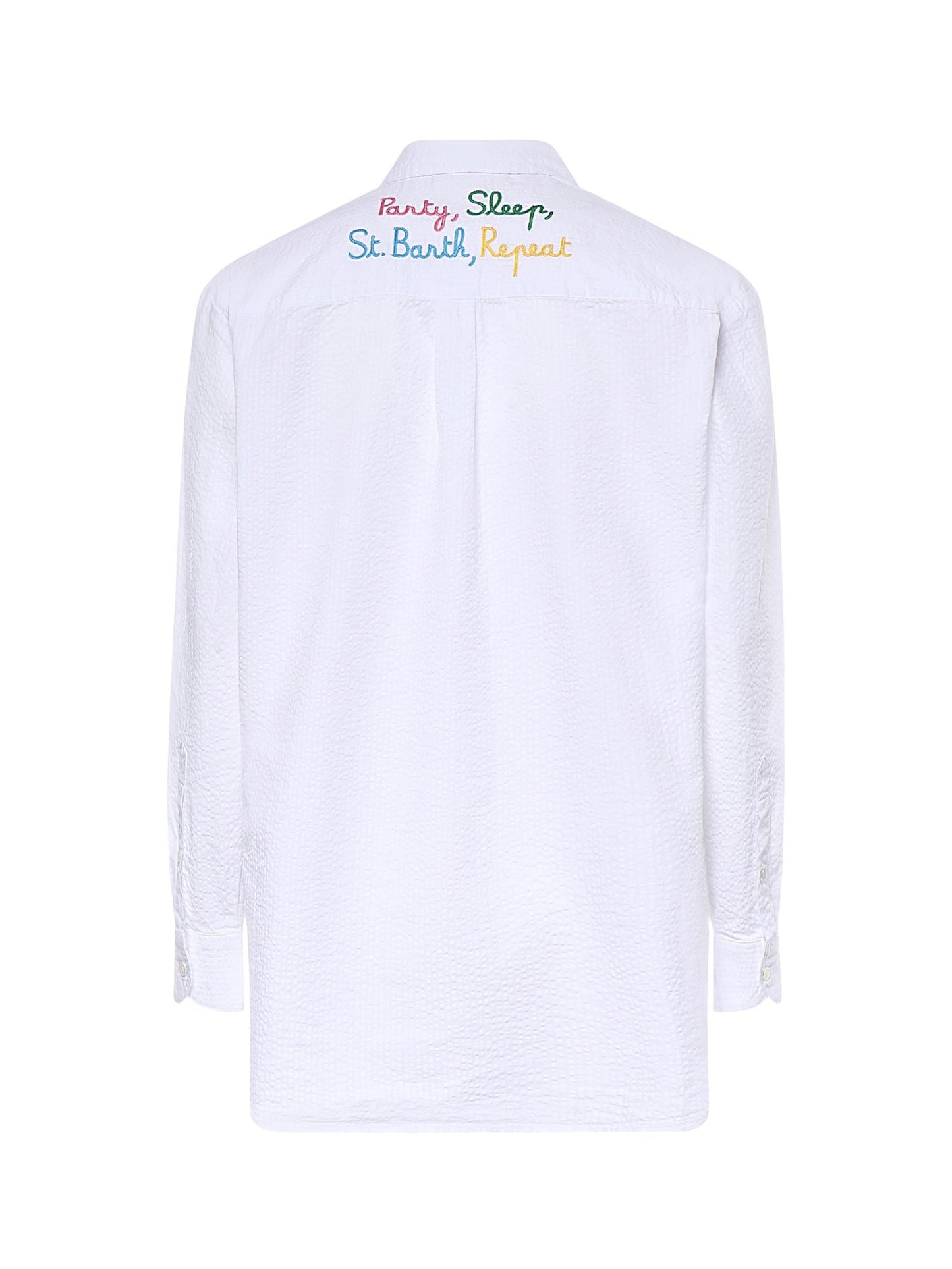 Camicia in seersucker con ricamo