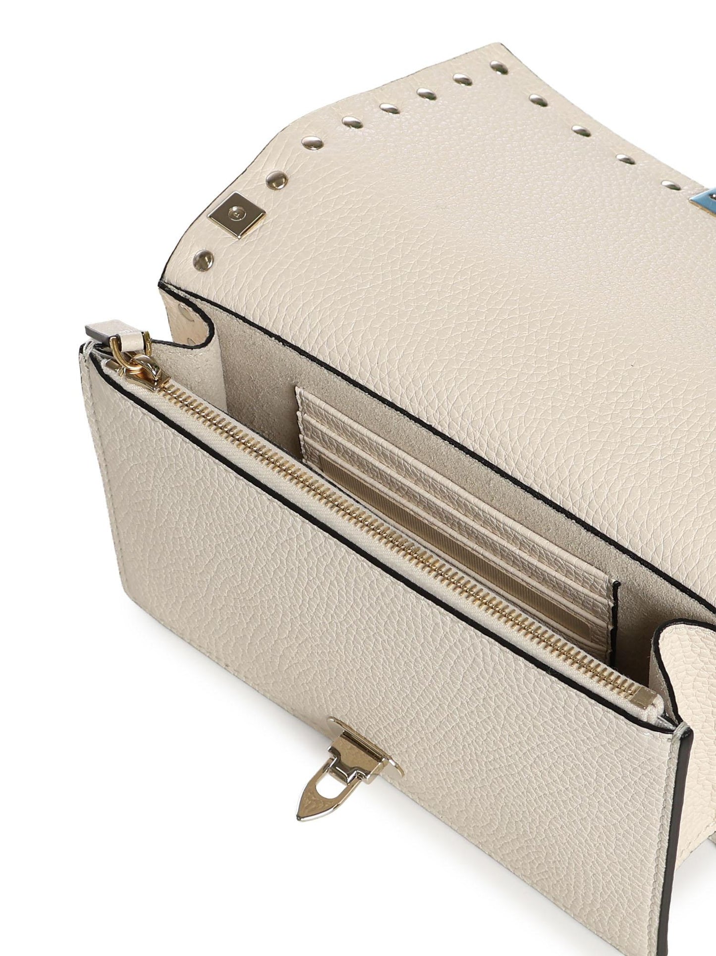 Mini bag con catena Rockstud in vitello granato