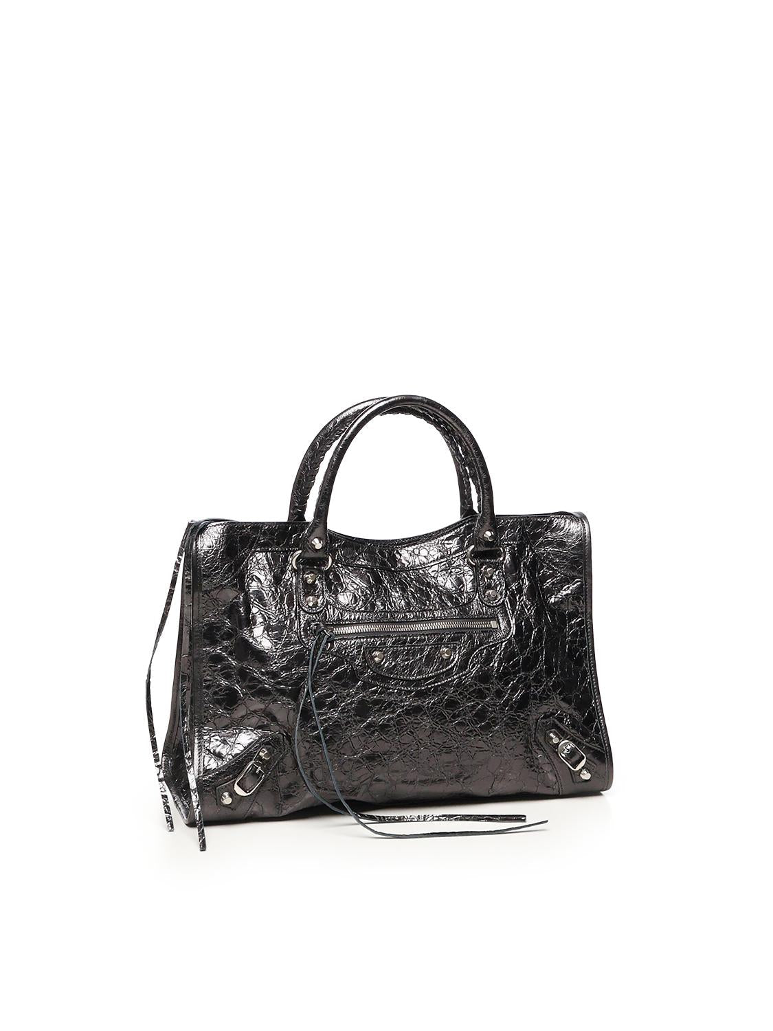 Borsa Le City Media in pelle metallizzata