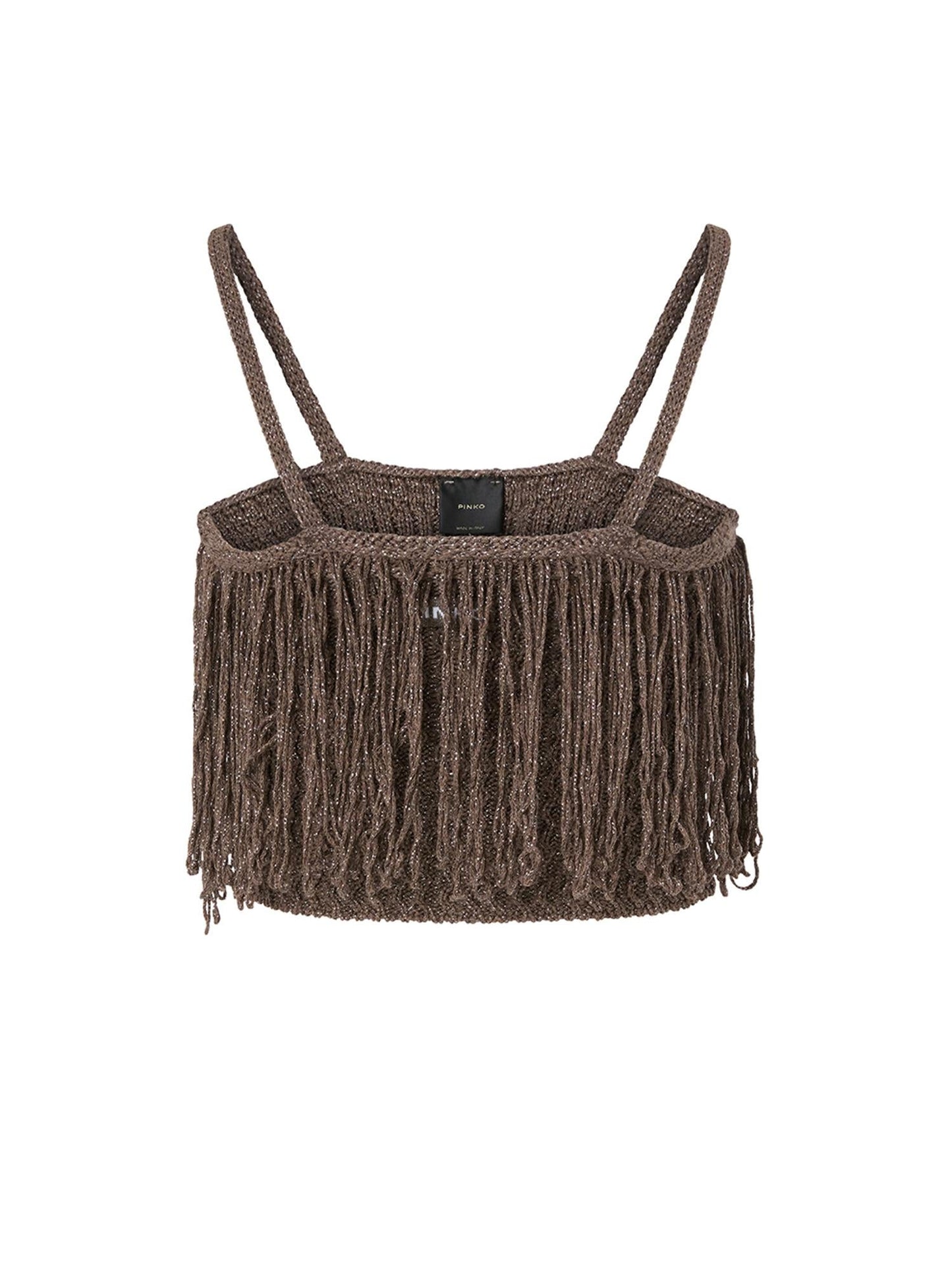 Crop top in maglia con frange