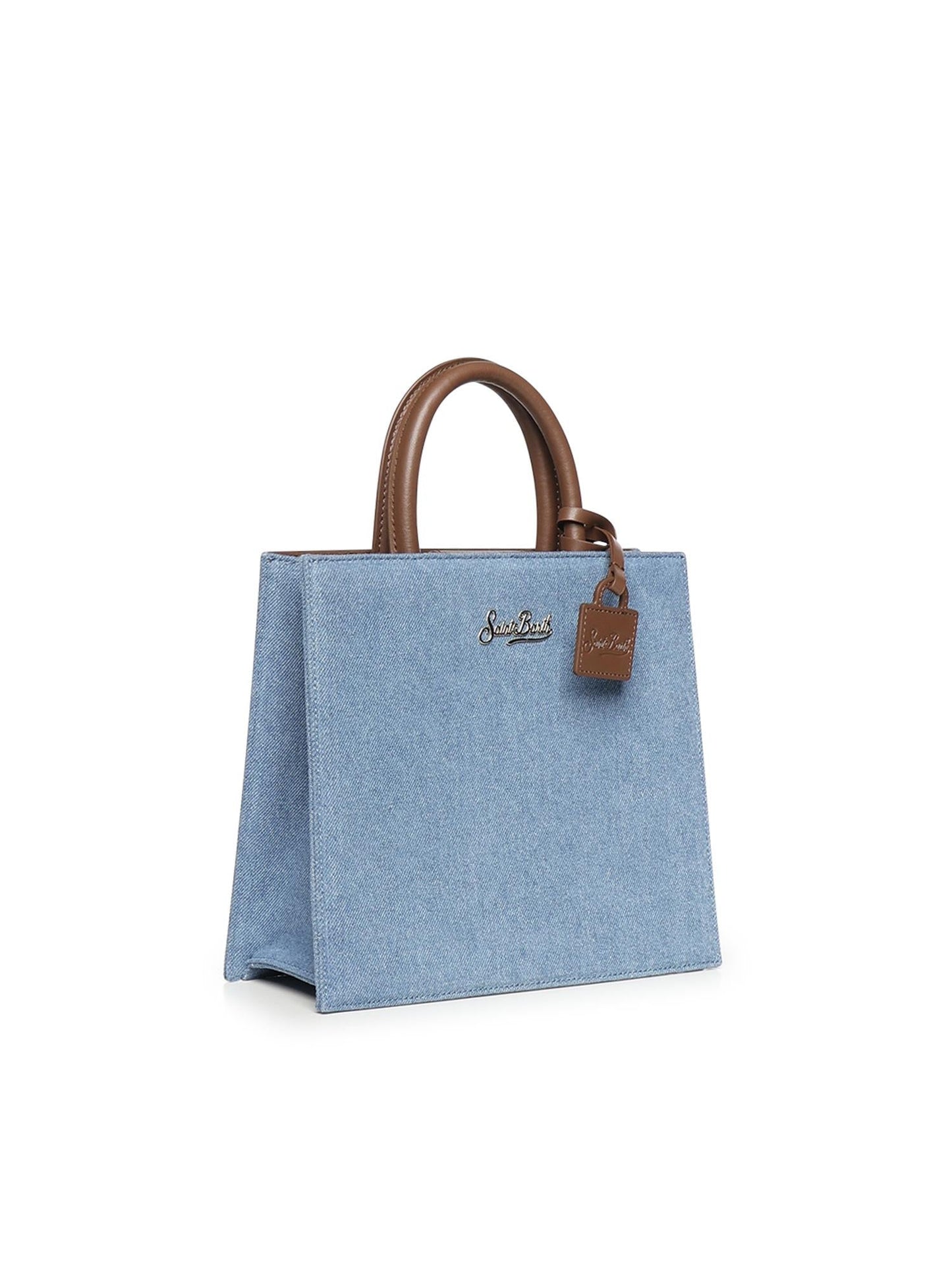 Borsa Shop Midi in denim e pelle