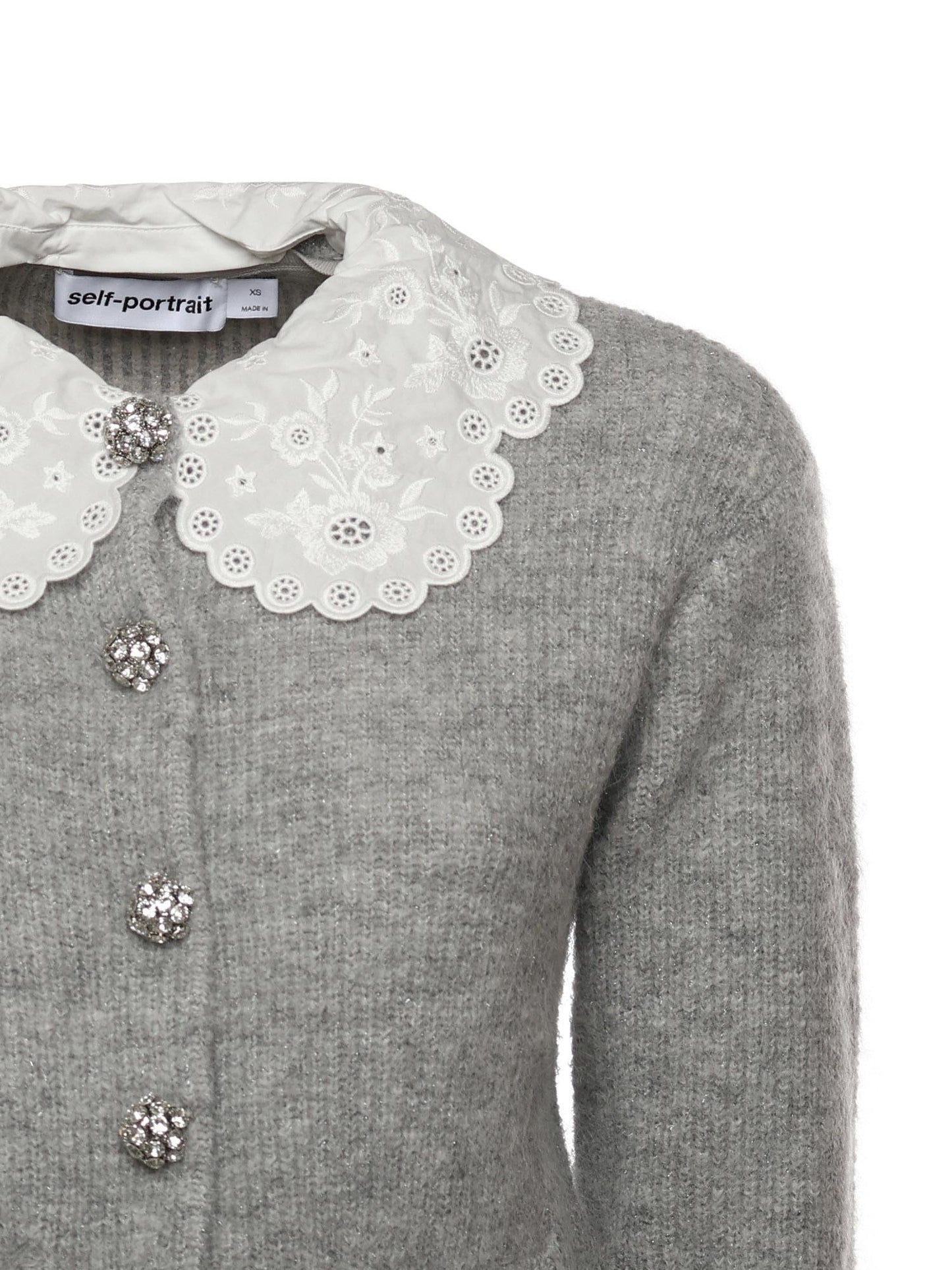 Cardigan con colletto in pizzo