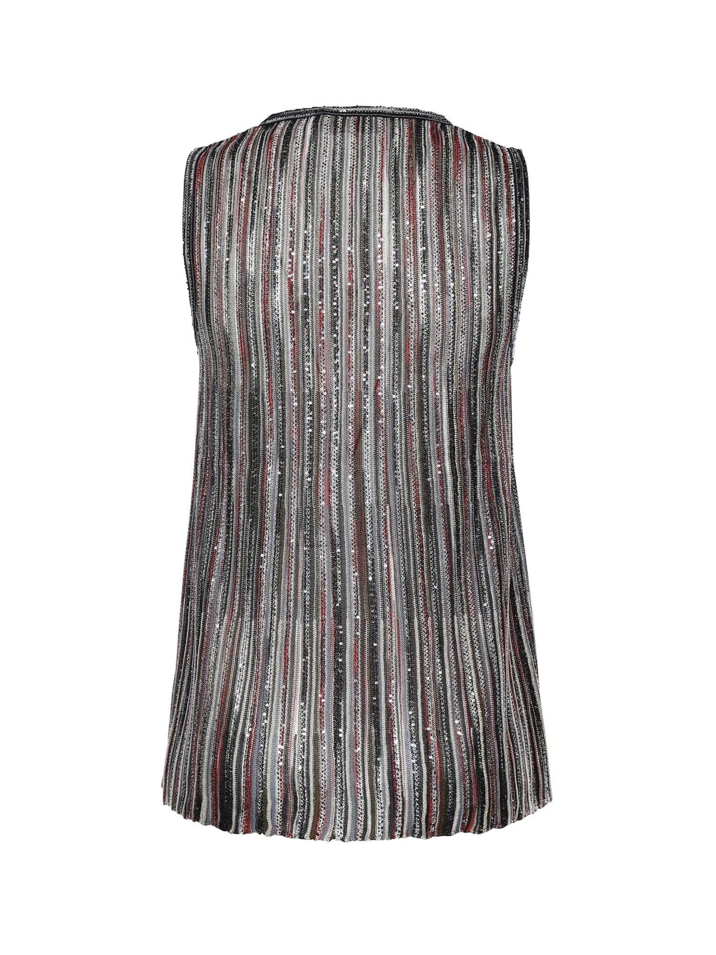 Top in misto viscosa a costine con paillettes