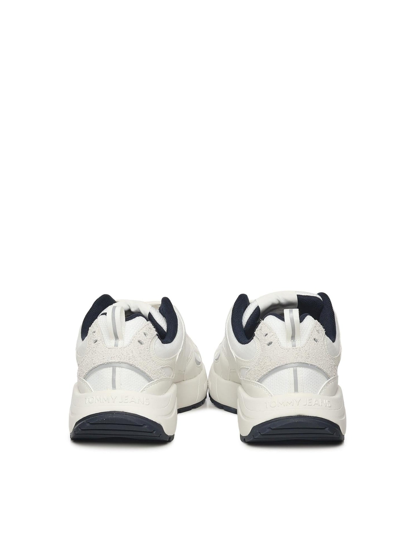 Sneakers con mix di texture e logo