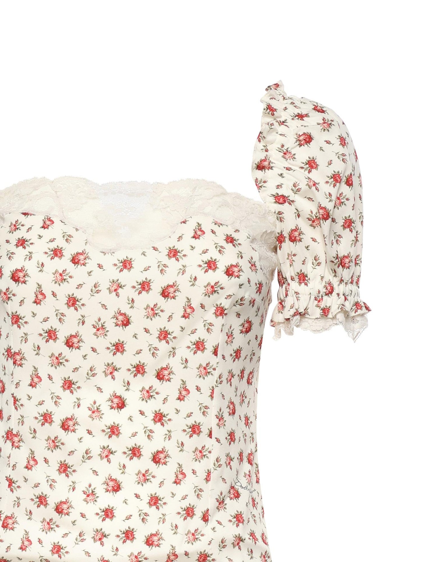 Top in charmeuse stampa Roselline