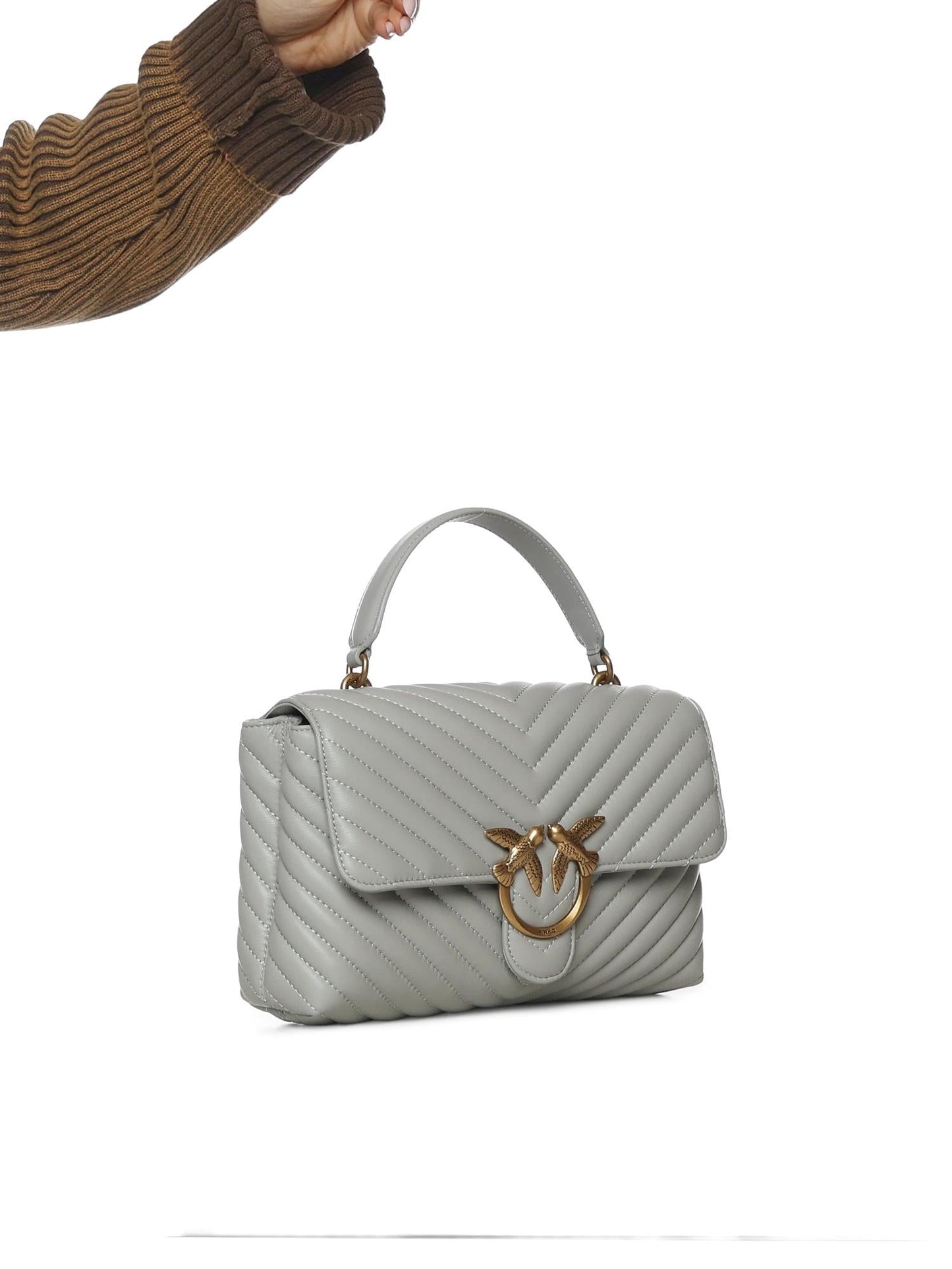 Borsa a mano media Love Bag Puff Chevron in nappa