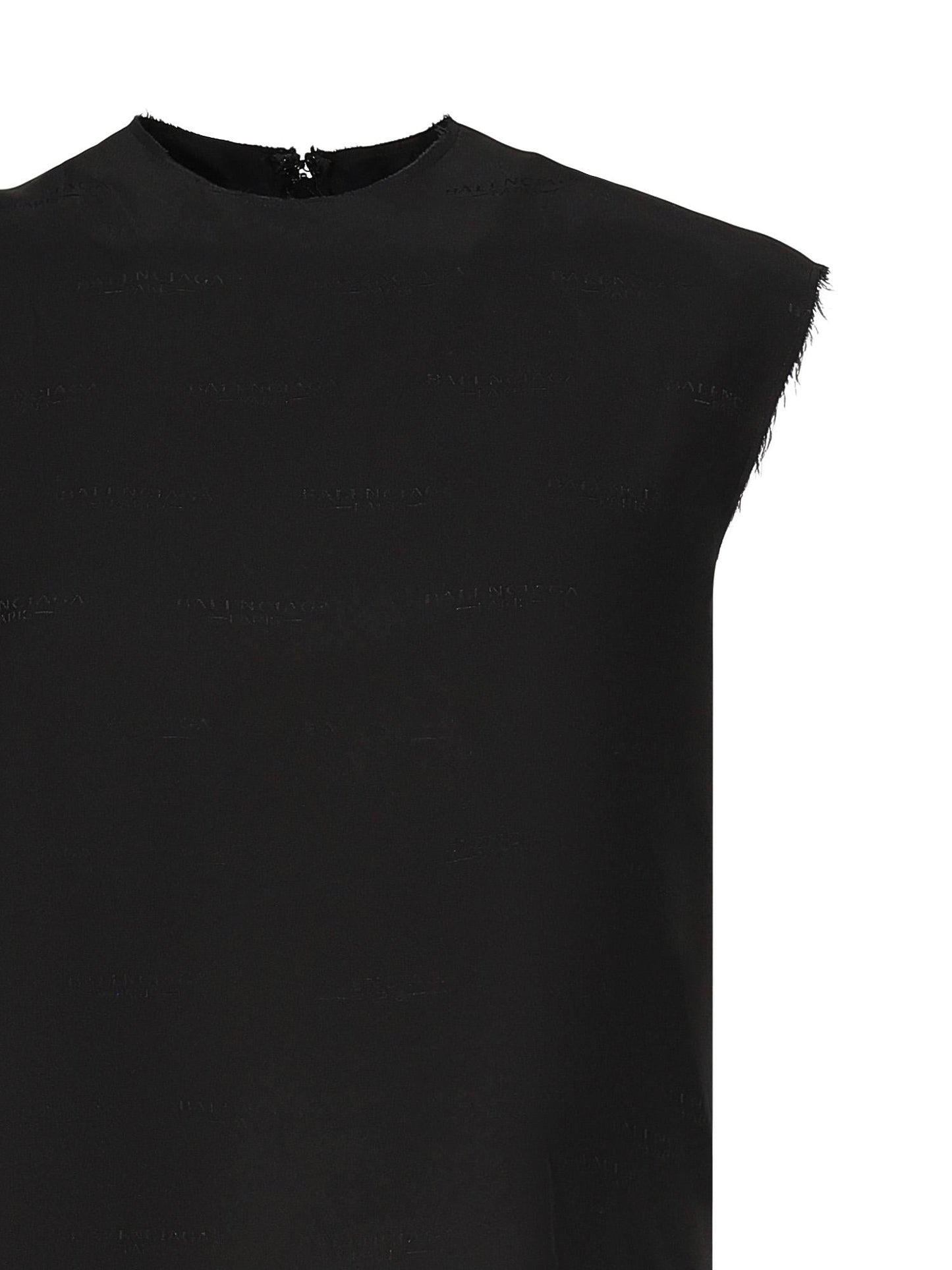 Top smanicato in jacquard di seta