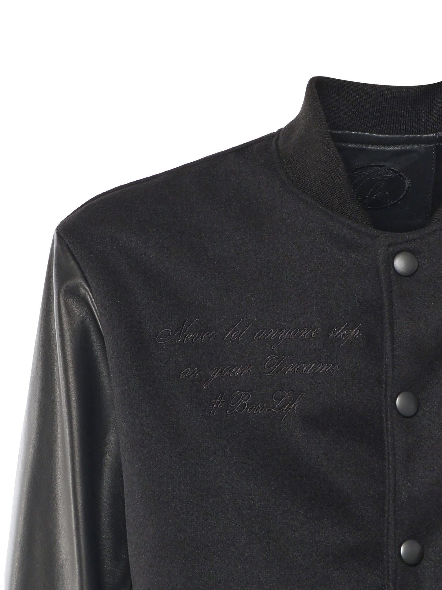 Bomber Varsity in nappa e tessuto