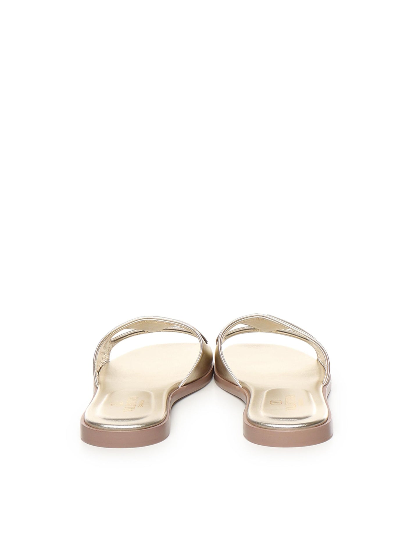Sandalo Slide VLogo cut-out in pelle laminata