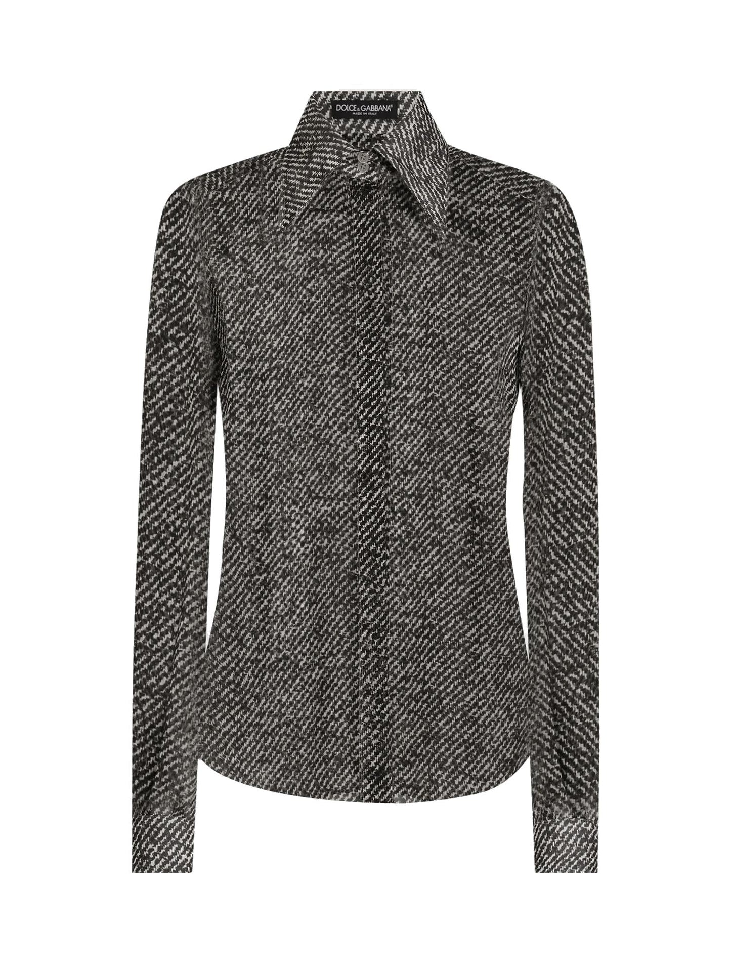 Camicia in chiffon di seta stampa bouclé