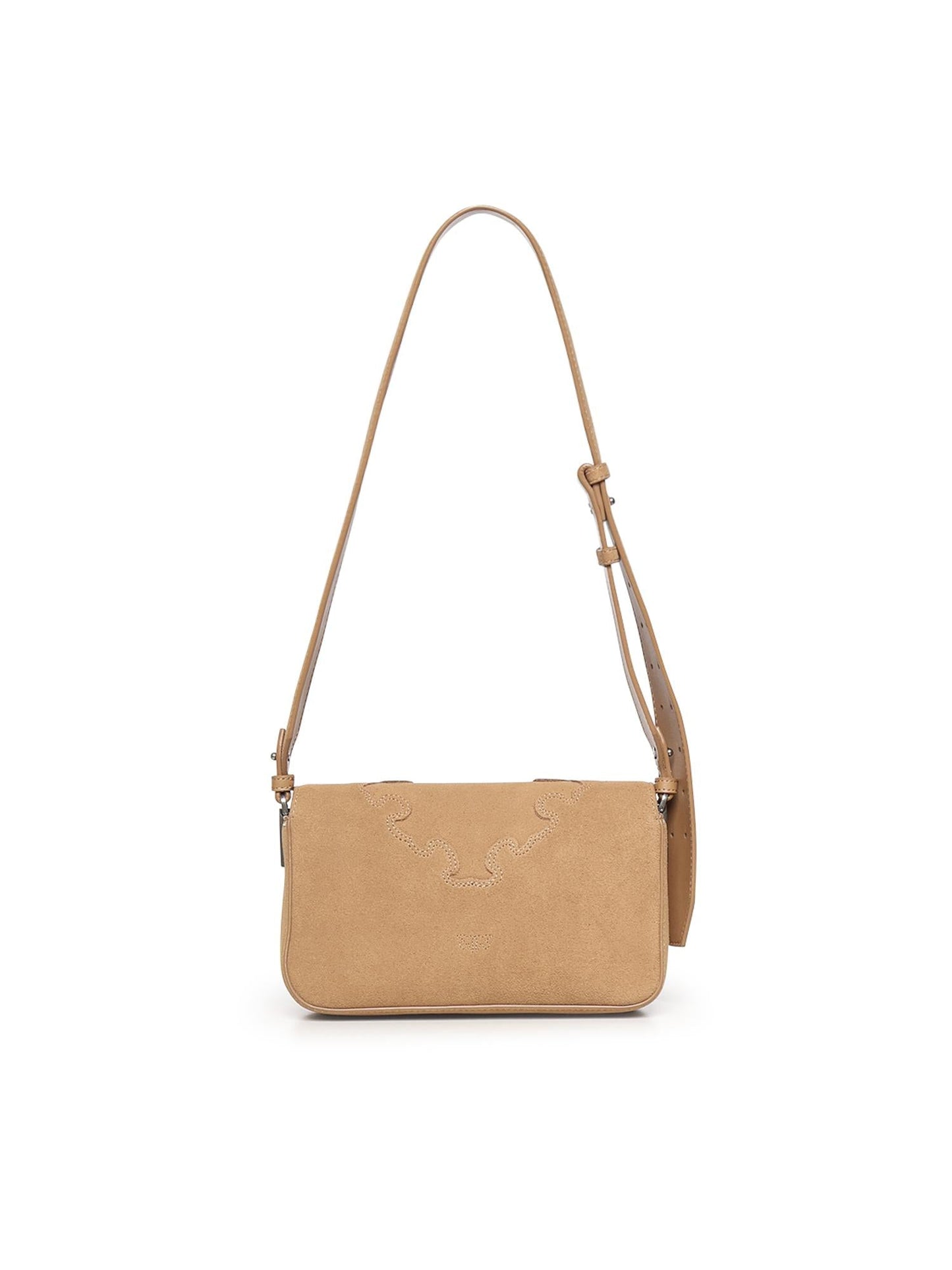 Borsa a spalla Mini Love Bag One Slouchy in suede con intarsi