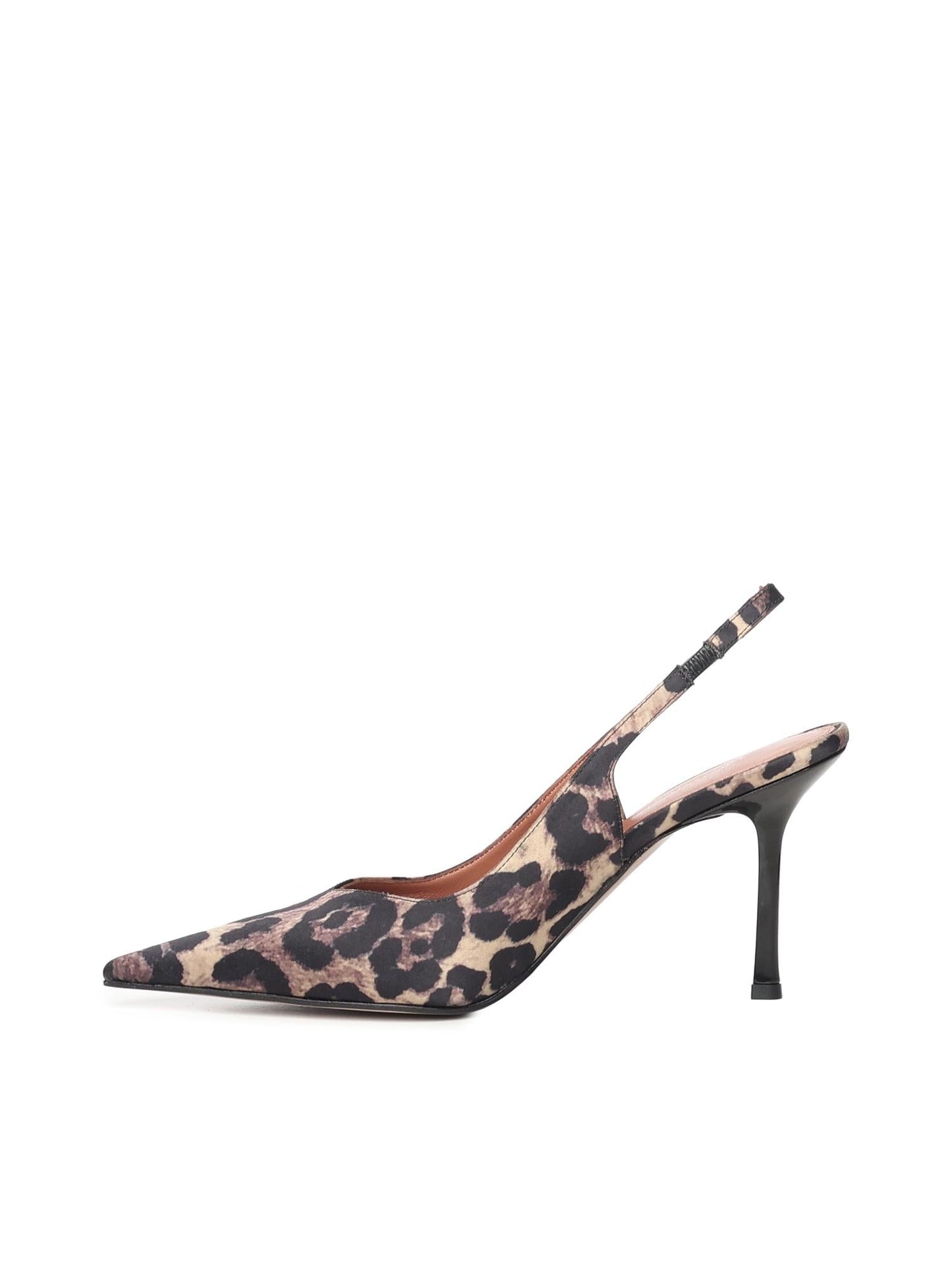 Décolleté slingback Holly in raso stampa animalier
