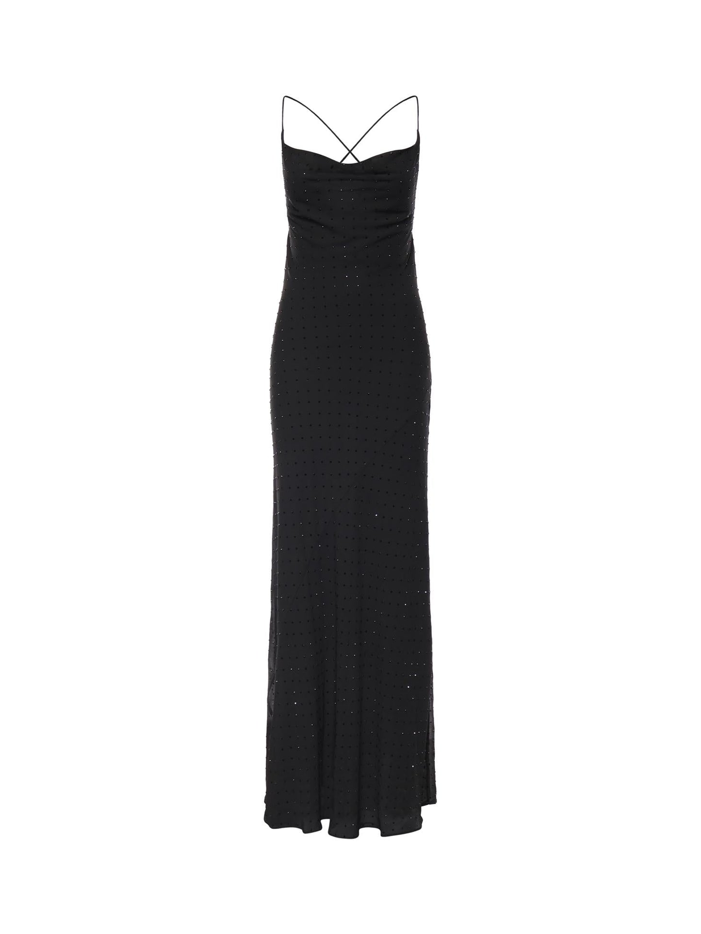 Abito slipdress lungo con strass