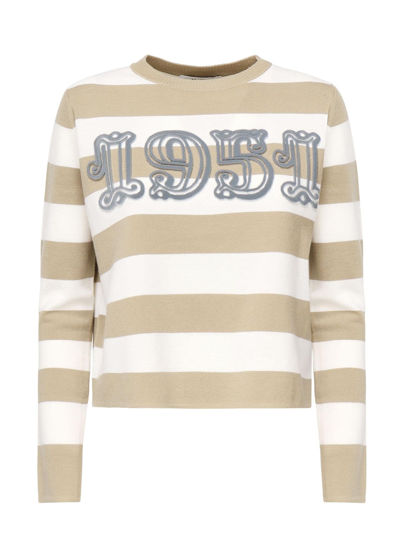 Maglia a righe in lana con ricamo