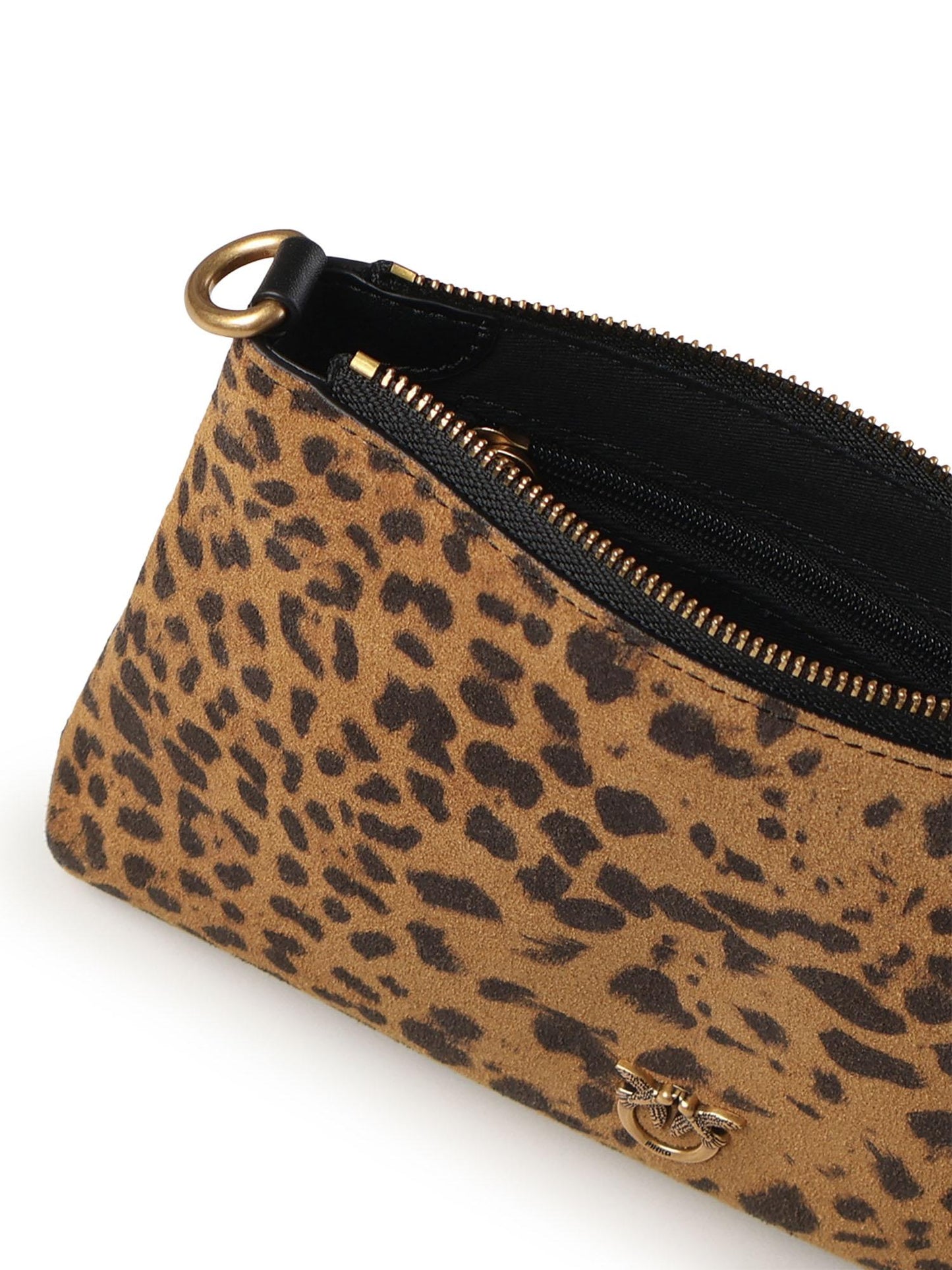 Bustina piccola a tracolla in suede leopardato