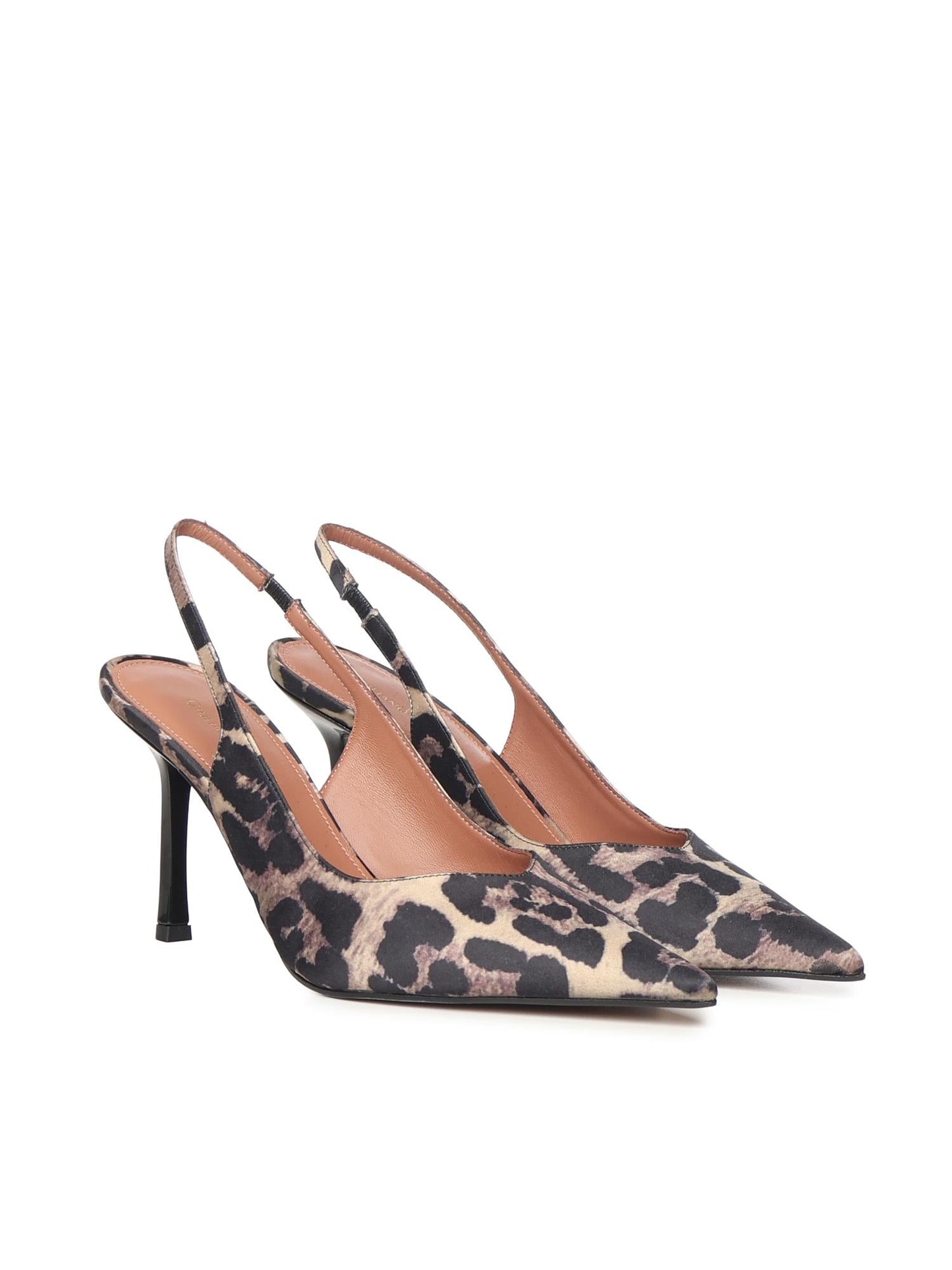 Décolleté slingback Holly in raso stampa animalier