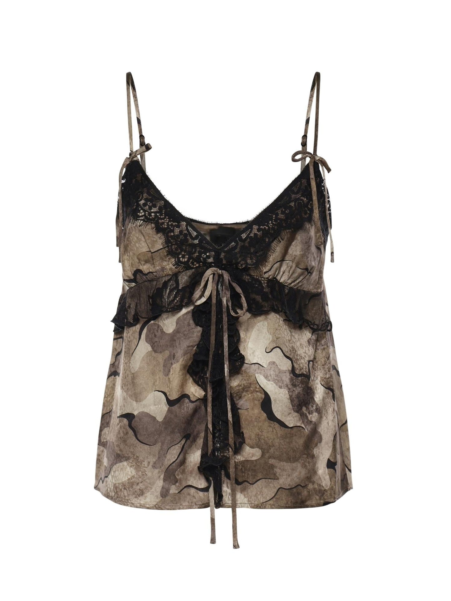 Top camouflage con pizzo