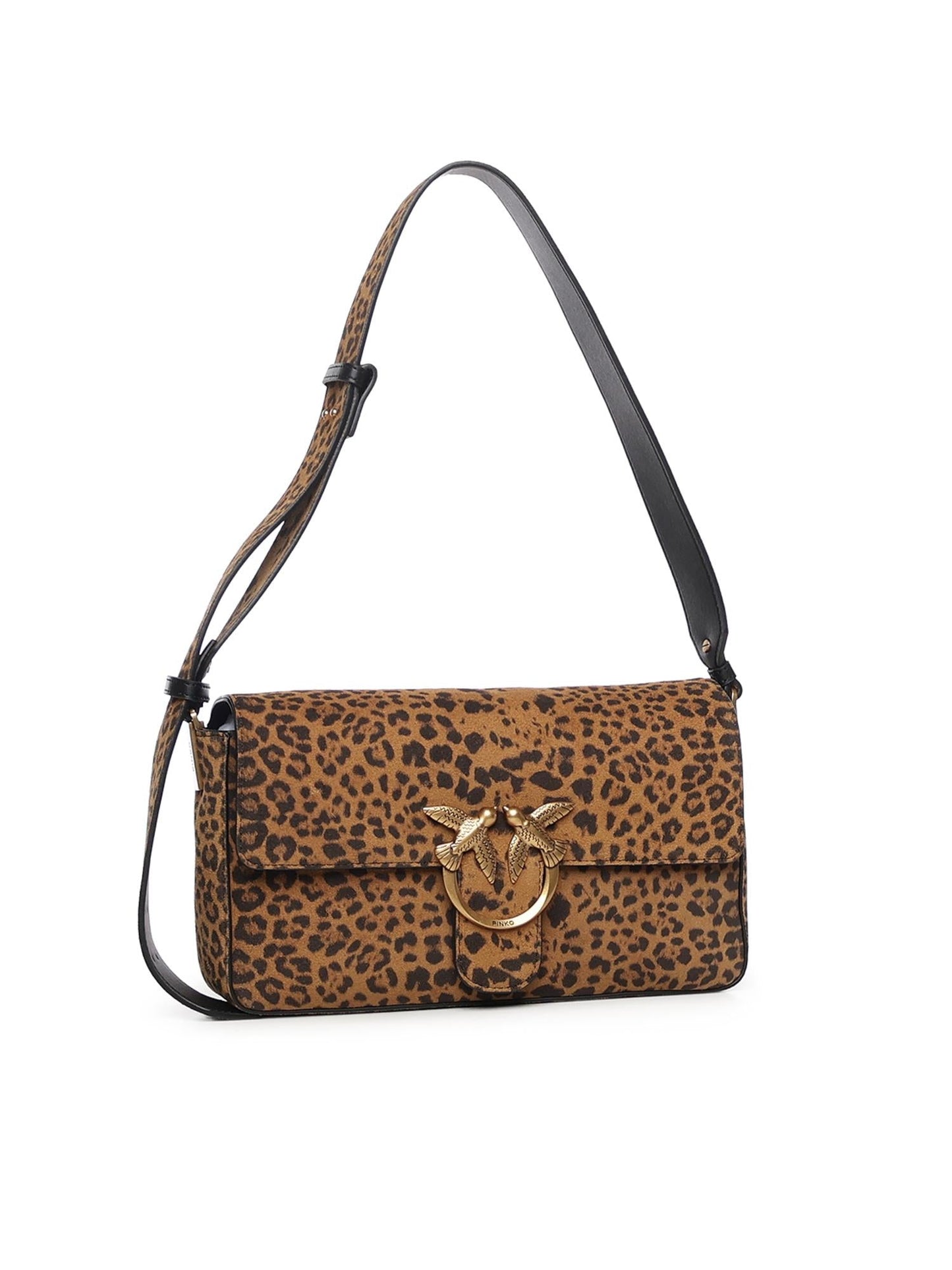Borsa a spalla media Love Bag One Slouchy in suede leopardato